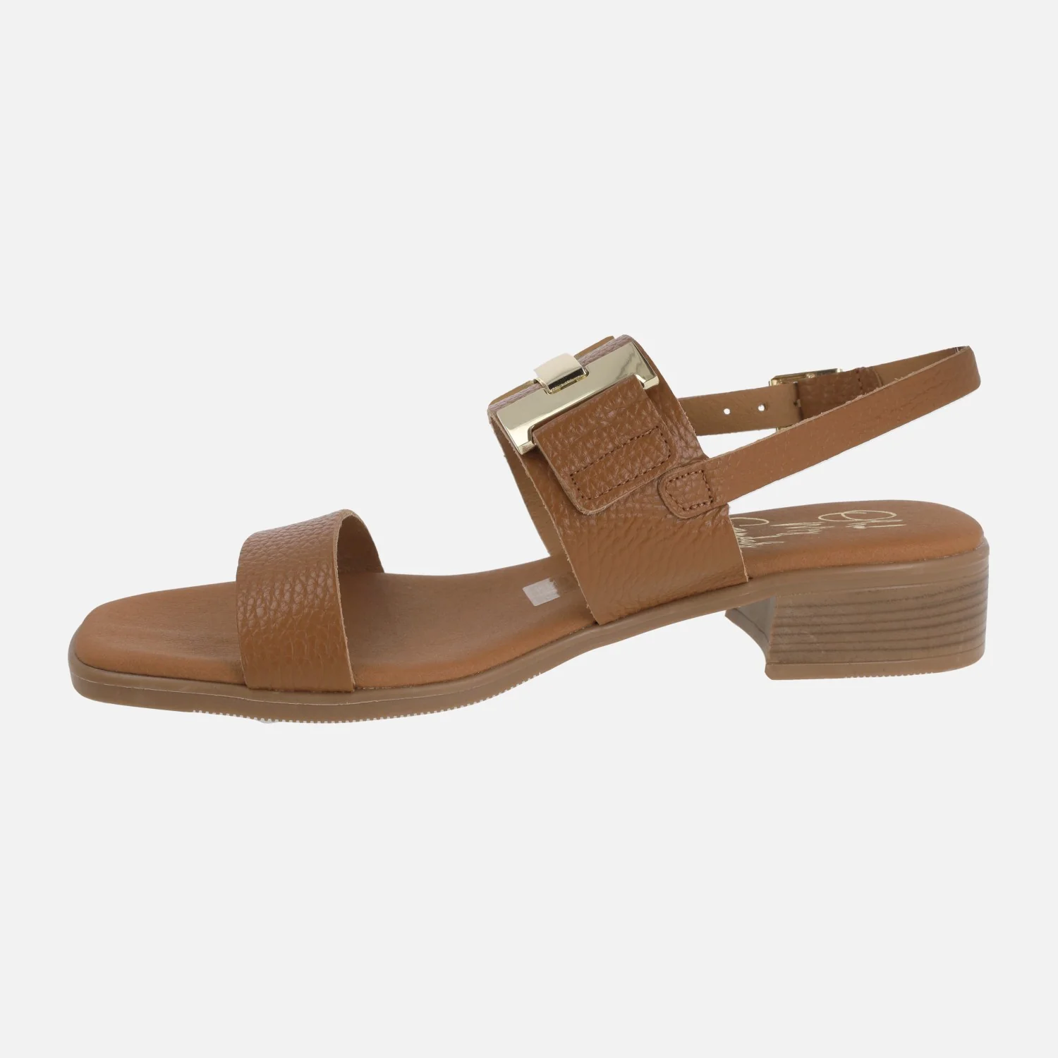Sandalias de piel con adorno metálico y cierre de hebilla - Image 3
