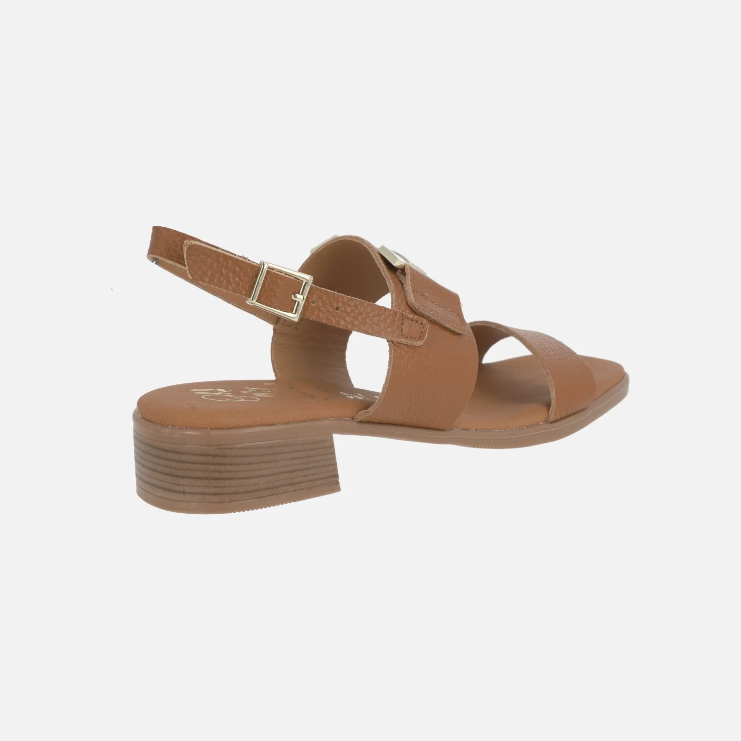 Sandalias de piel con adorno metálico y cierre de hebilla - Image 4