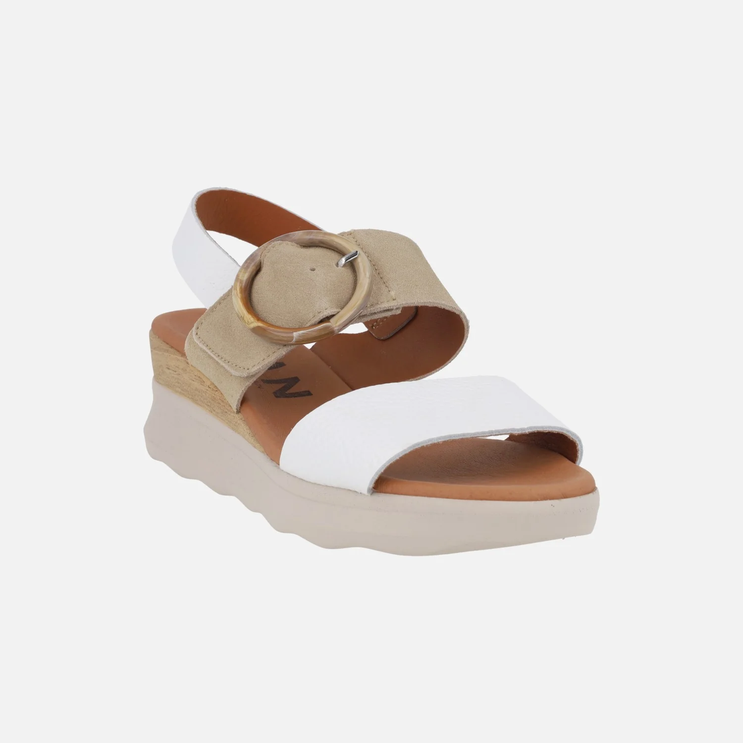 Sandalias de piel con cierre de velcro y adorno de hebilla - Image 2
