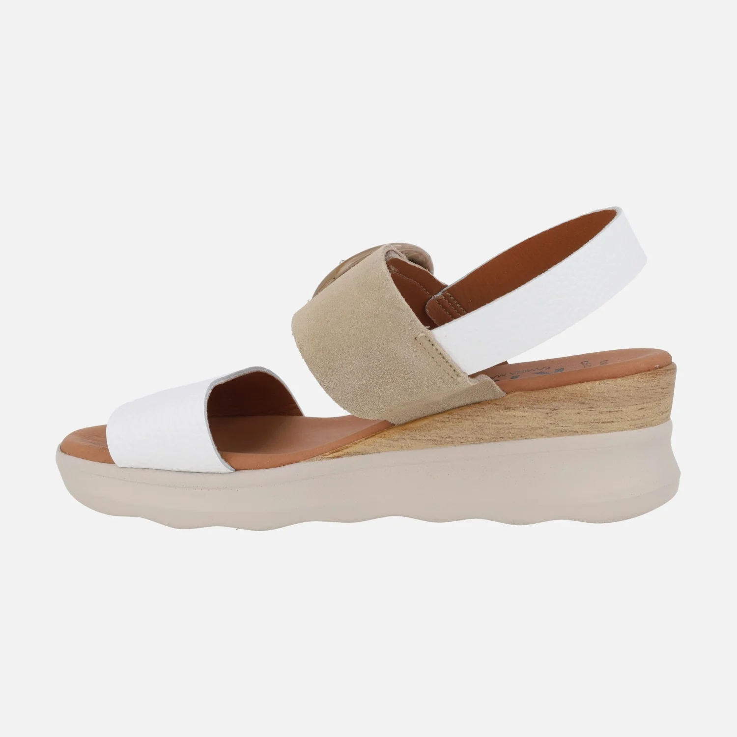 Sandalias de piel con cierre de velcro y adorno de hebilla - Image 3