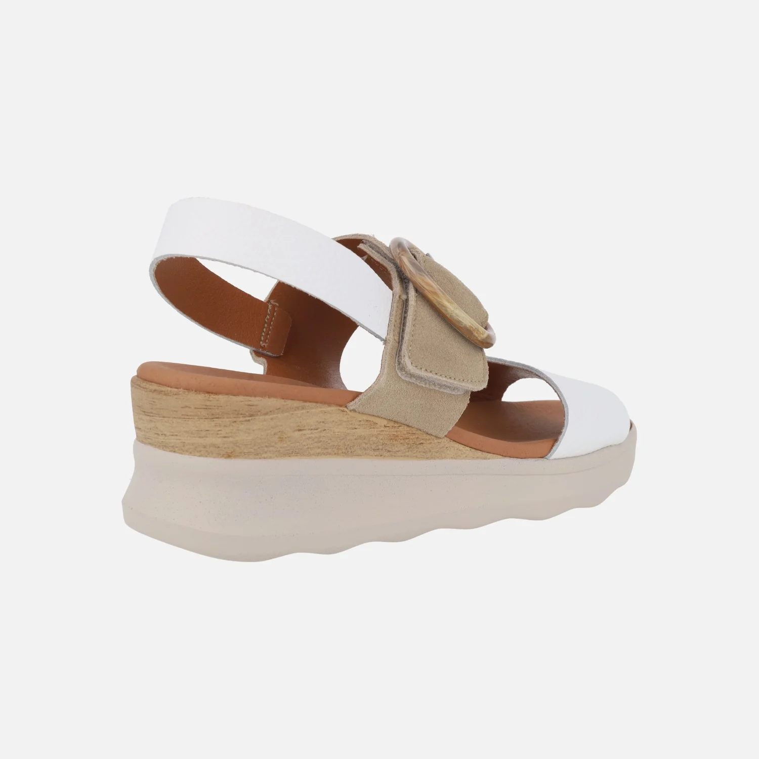 Sandalias de piel con cierre de velcro y adorno de hebilla - Image 4