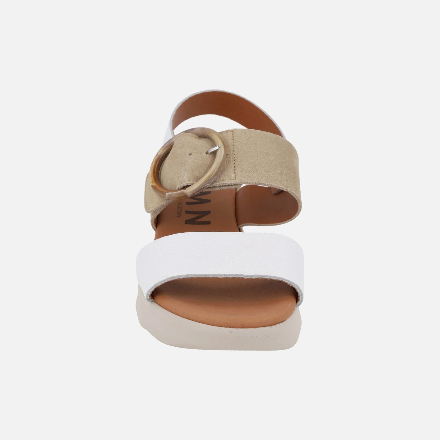 Sandalias de piel con cierre de velcro y adorno de hebilla - Image 5