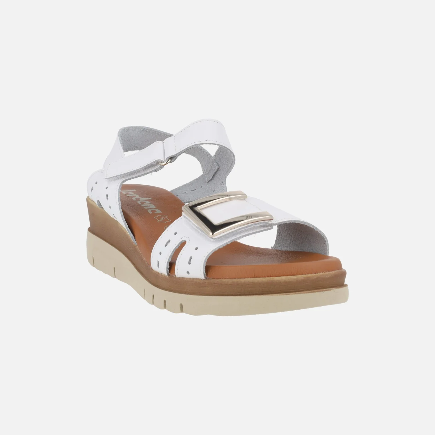 Sandalias de piel con cierre de velcro y adorno metálico - Image 2