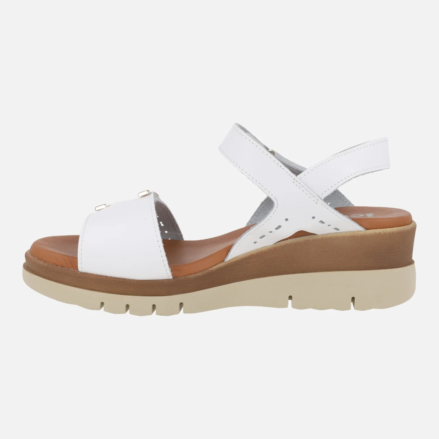 Sandalias de piel con cierre de velcro y adorno metálico - Image 3
