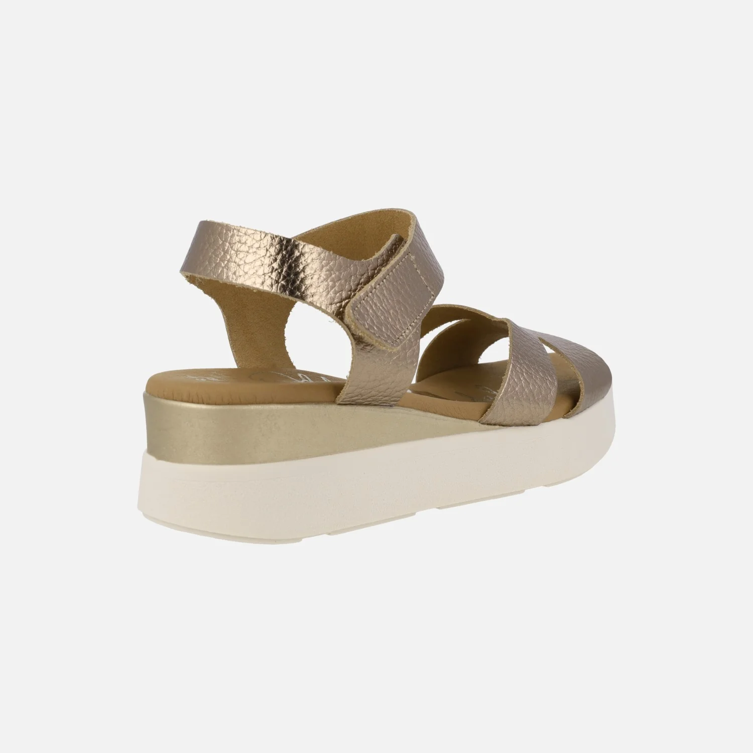 Sandalias de piel con cierre de velcro y cuña bicolor - Image 10