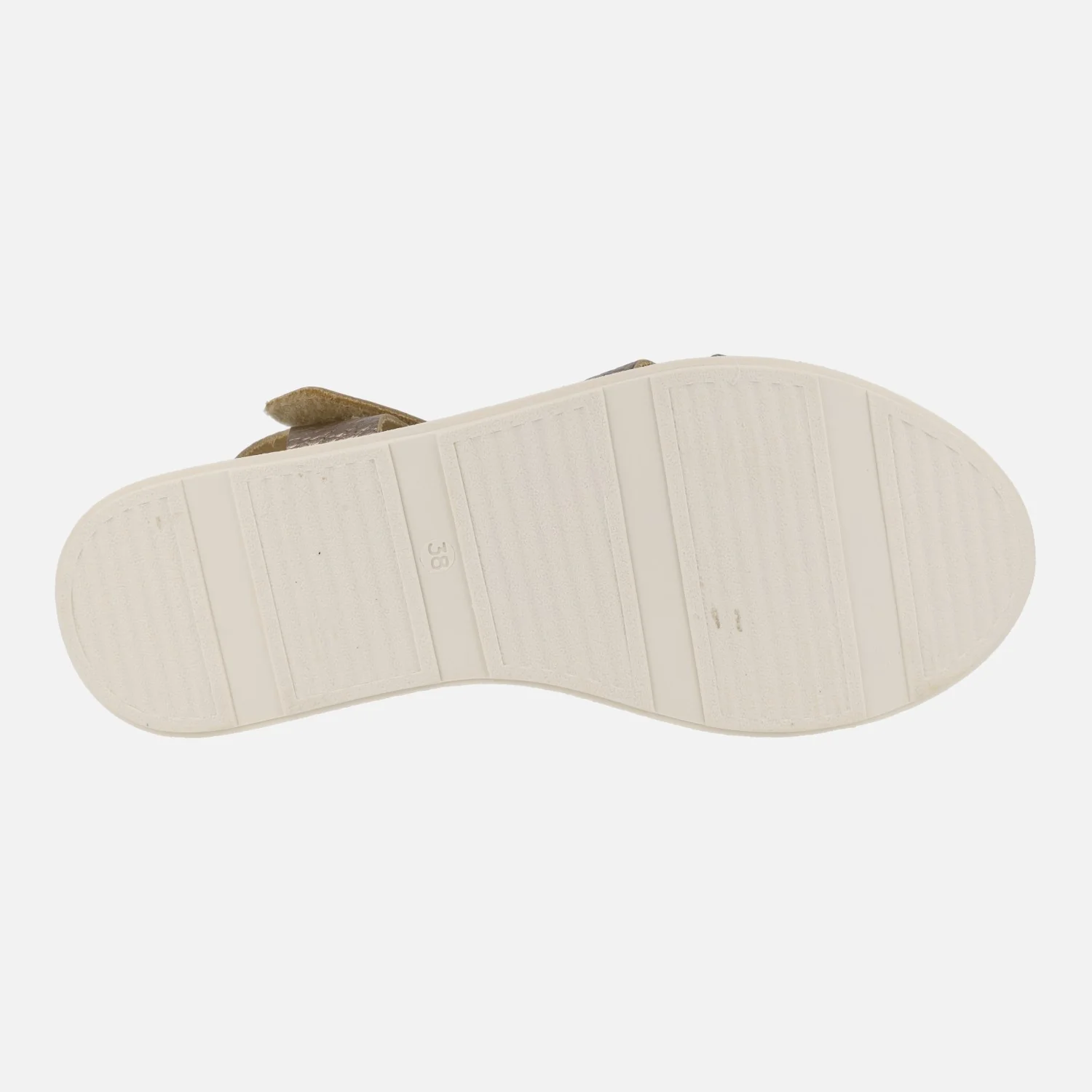 Sandalias de piel con cierre de velcro y cuña bicolor - Image 12