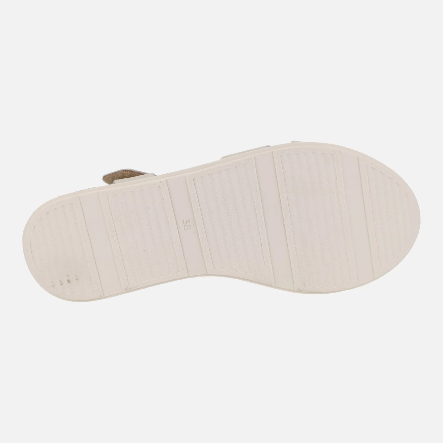 Sandalias de piel con cierre de velcro y cuña bicolor - Image 6