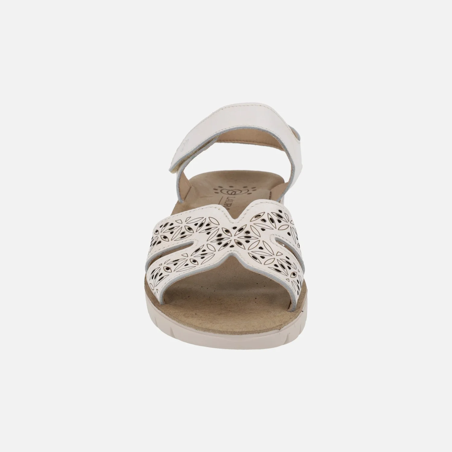 Sandalias de piel con cierre de velcro y troquelado de flores - Image 5