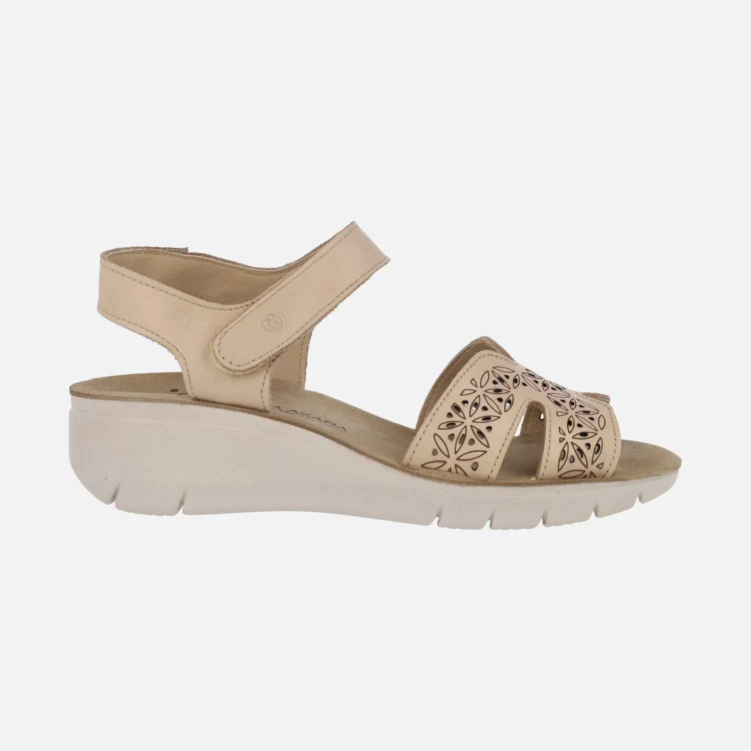 Sandalias de piel con cierre de velcro y troquelado de flores - Image 7