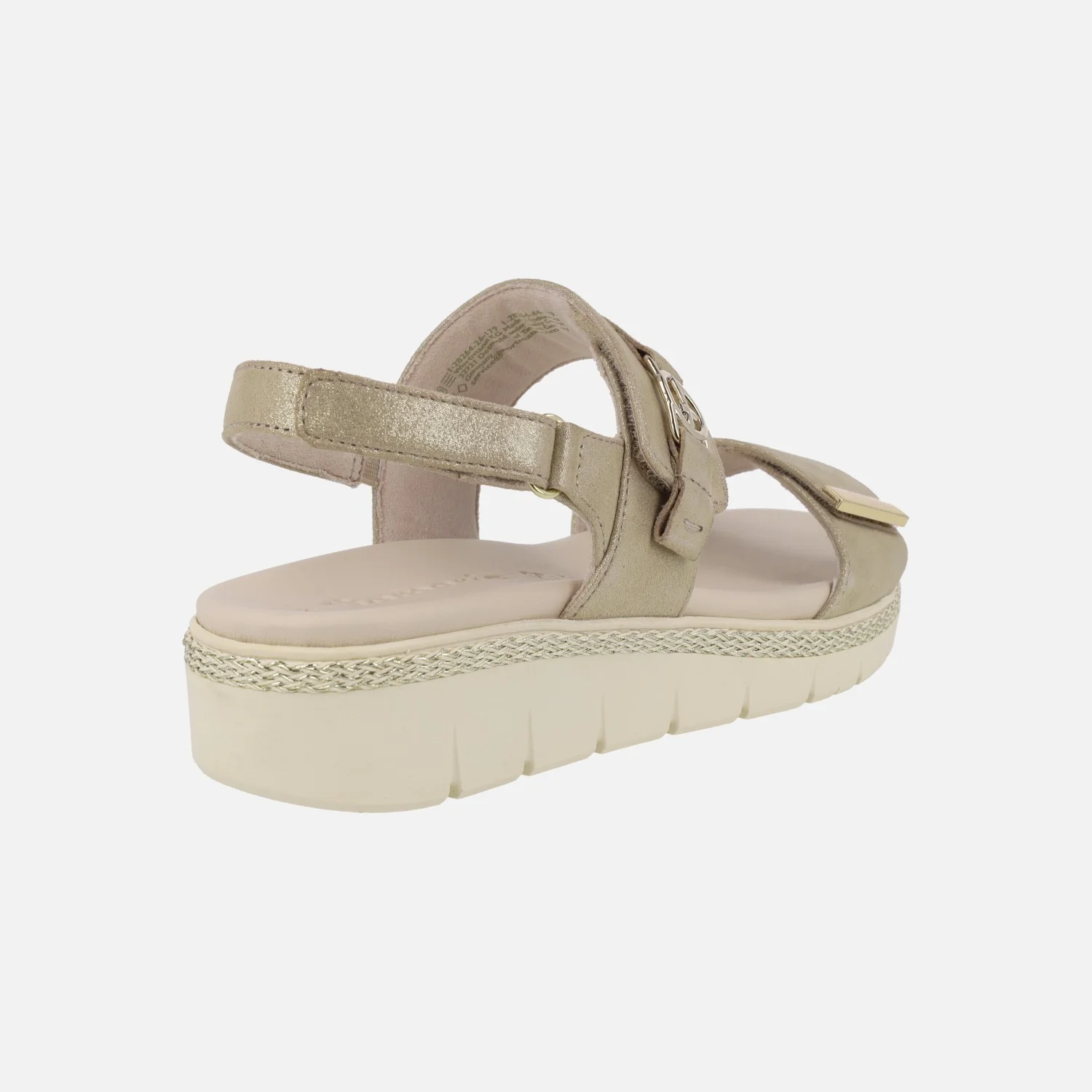 Sandalias de piel con cierre de velcros en acabado champagne - Image 4