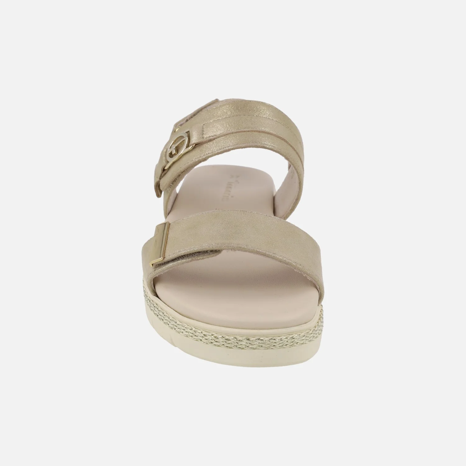 Sandalias de piel con cierre de velcros en acabado champagne - Image 5