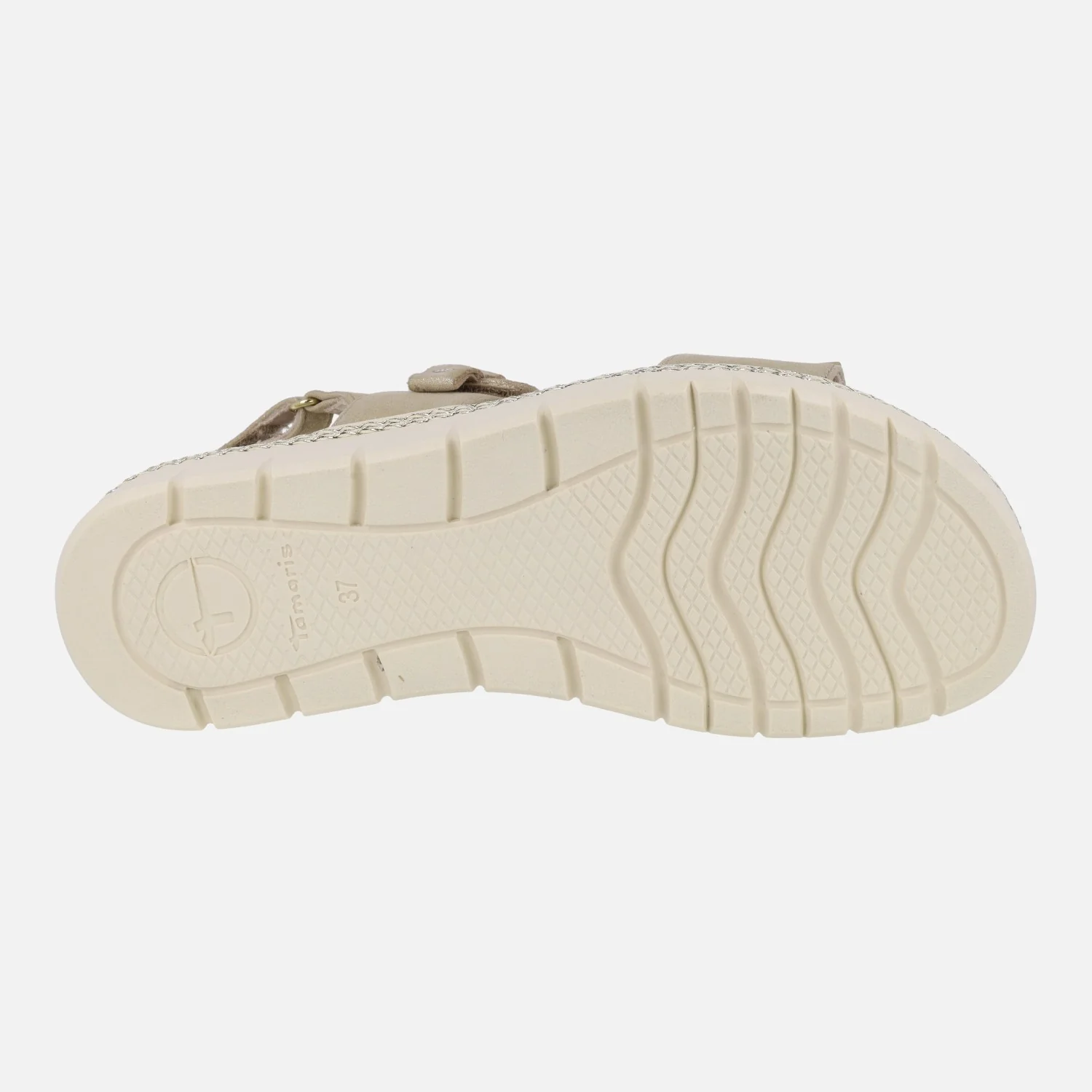 Sandalias de piel con cierre de velcros en acabado champagne - Image 6