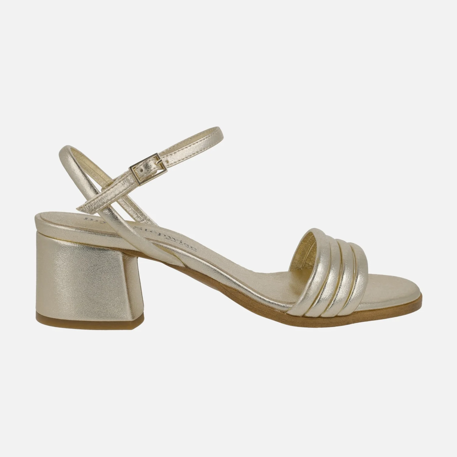 Sandalias de piel con cuatro tiras delanteras y pulsera al tobillo