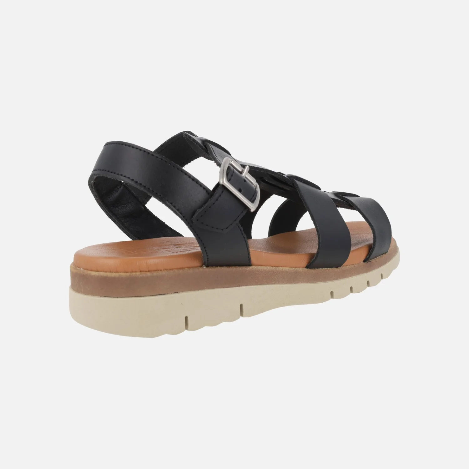 Sandalias de piel con cuña baja y cierre de hebilla - Image 10