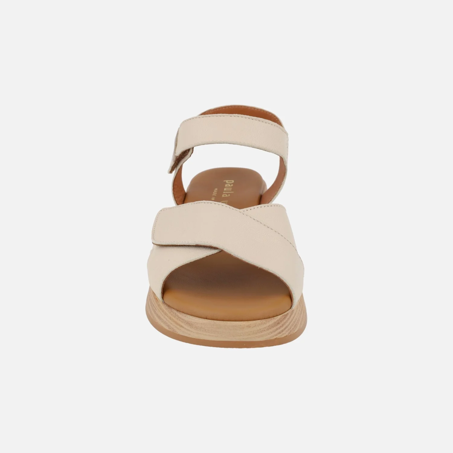 Sandalias de piel con cuña baja y cierre de velcros - Image 5