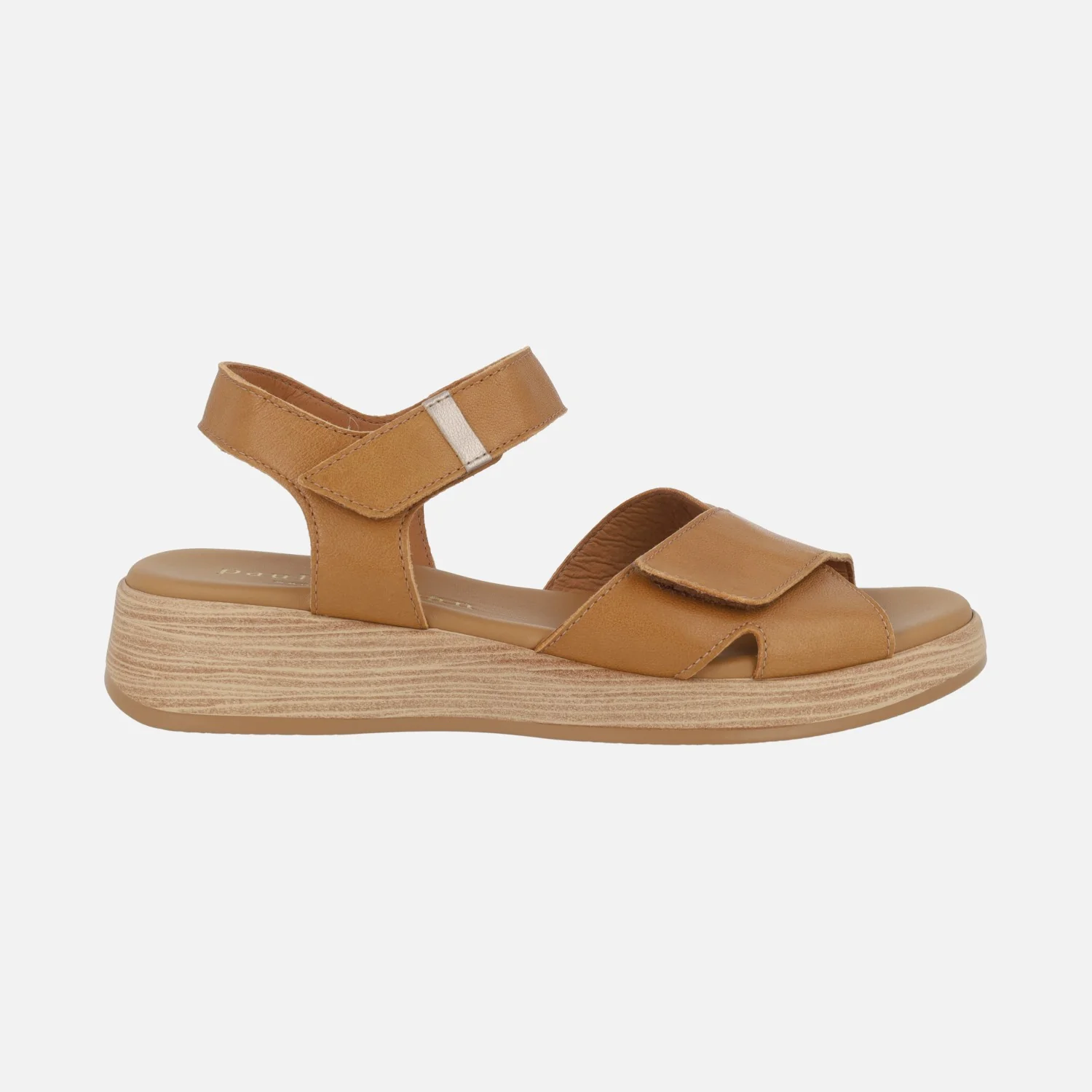 Sandalias de piel con cuña baja y cierre de velcros - Image 7