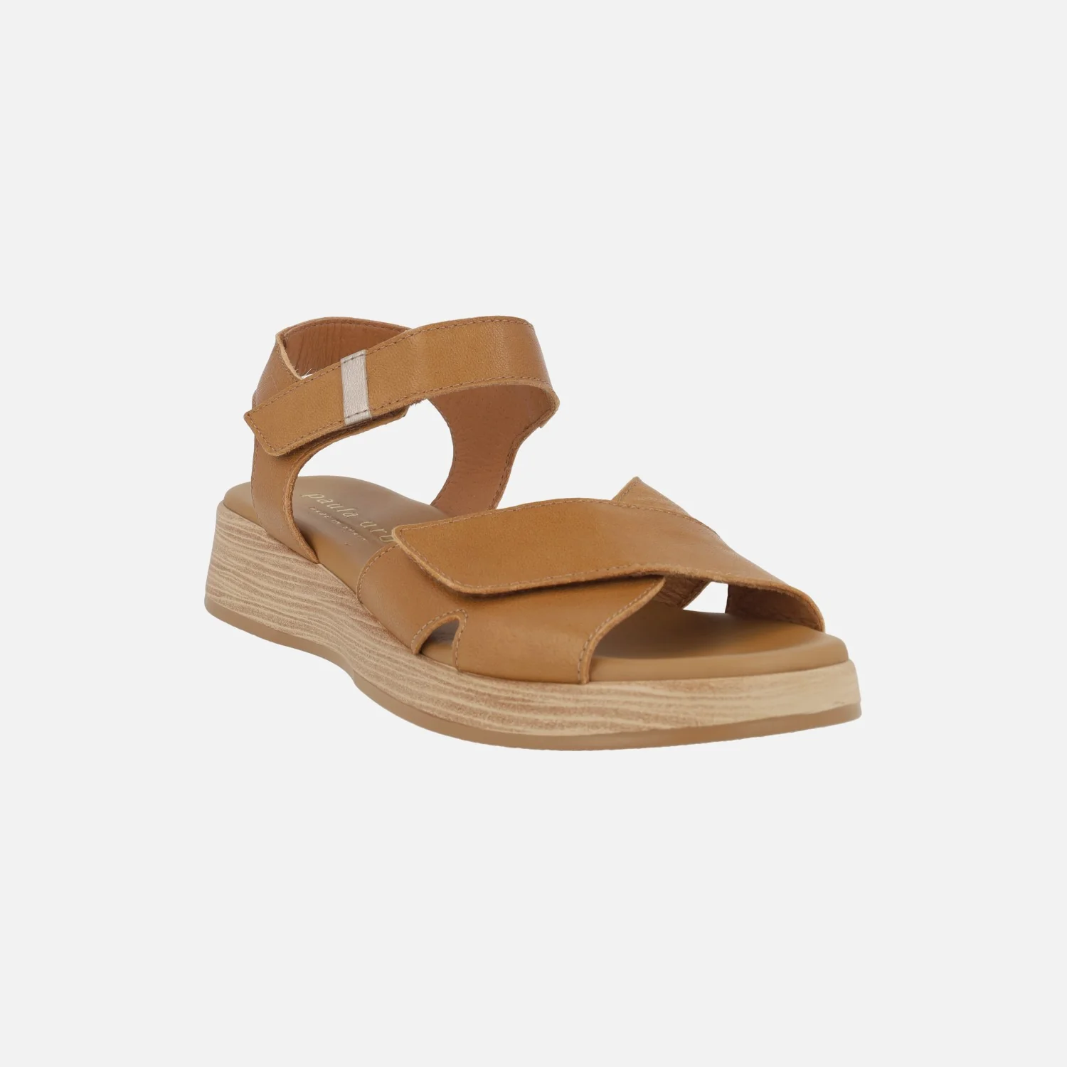 Sandalias de piel con cuña baja y cierre de velcros - Image 8