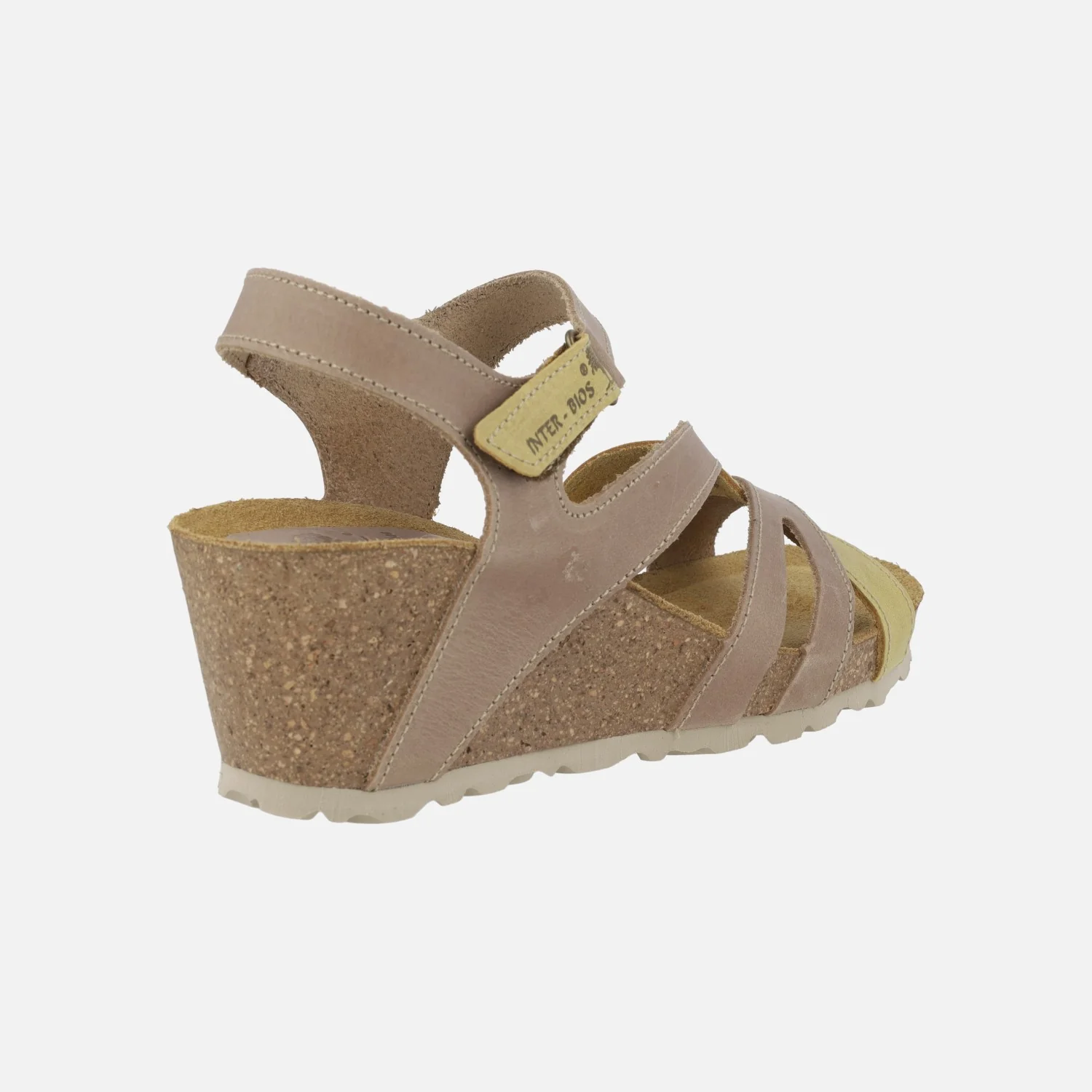 Sandalias de piel con cuña de corcho y cierre de velcro - Image 4