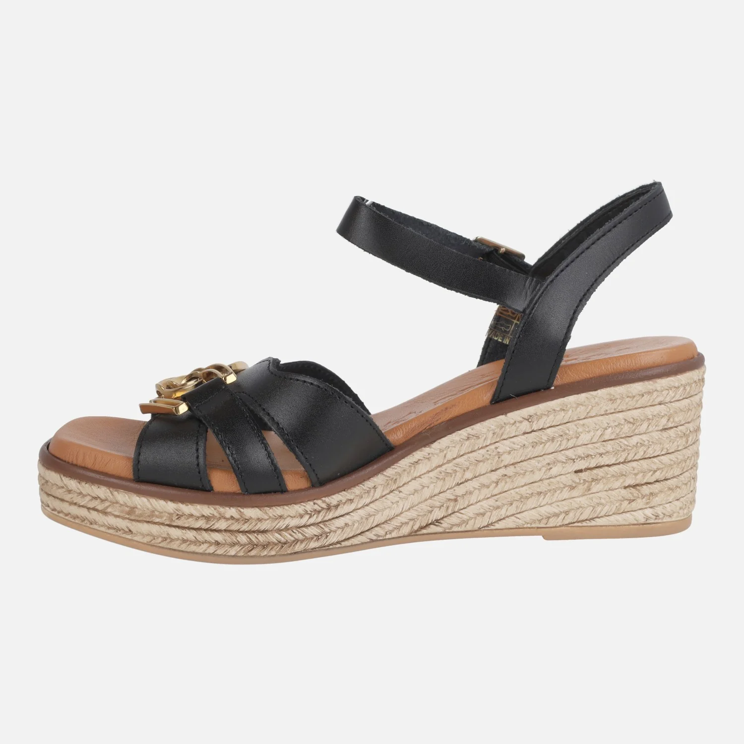 Sandalias de piel con cuña y adorno metálico - Image 11