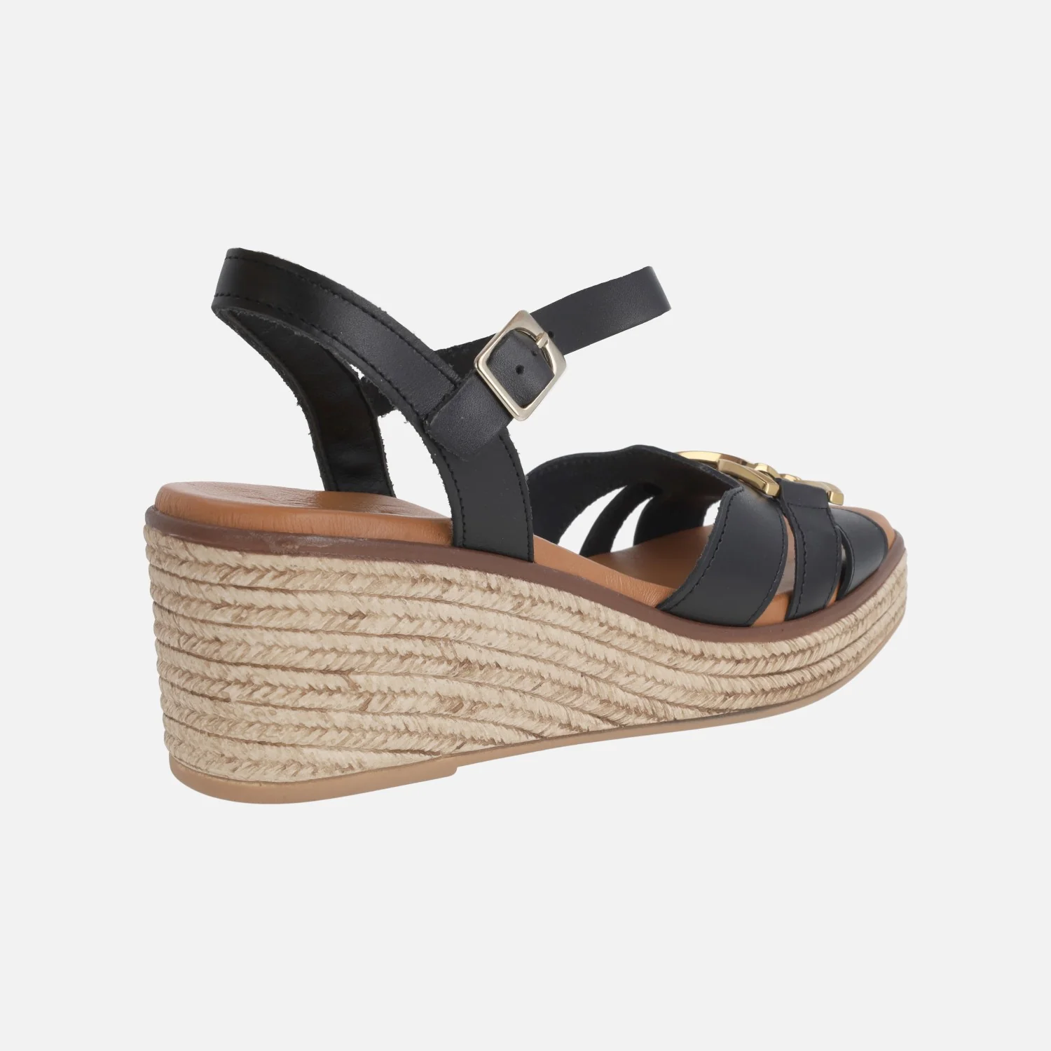 Sandalias de piel con cuña y adorno metálico - Image 12