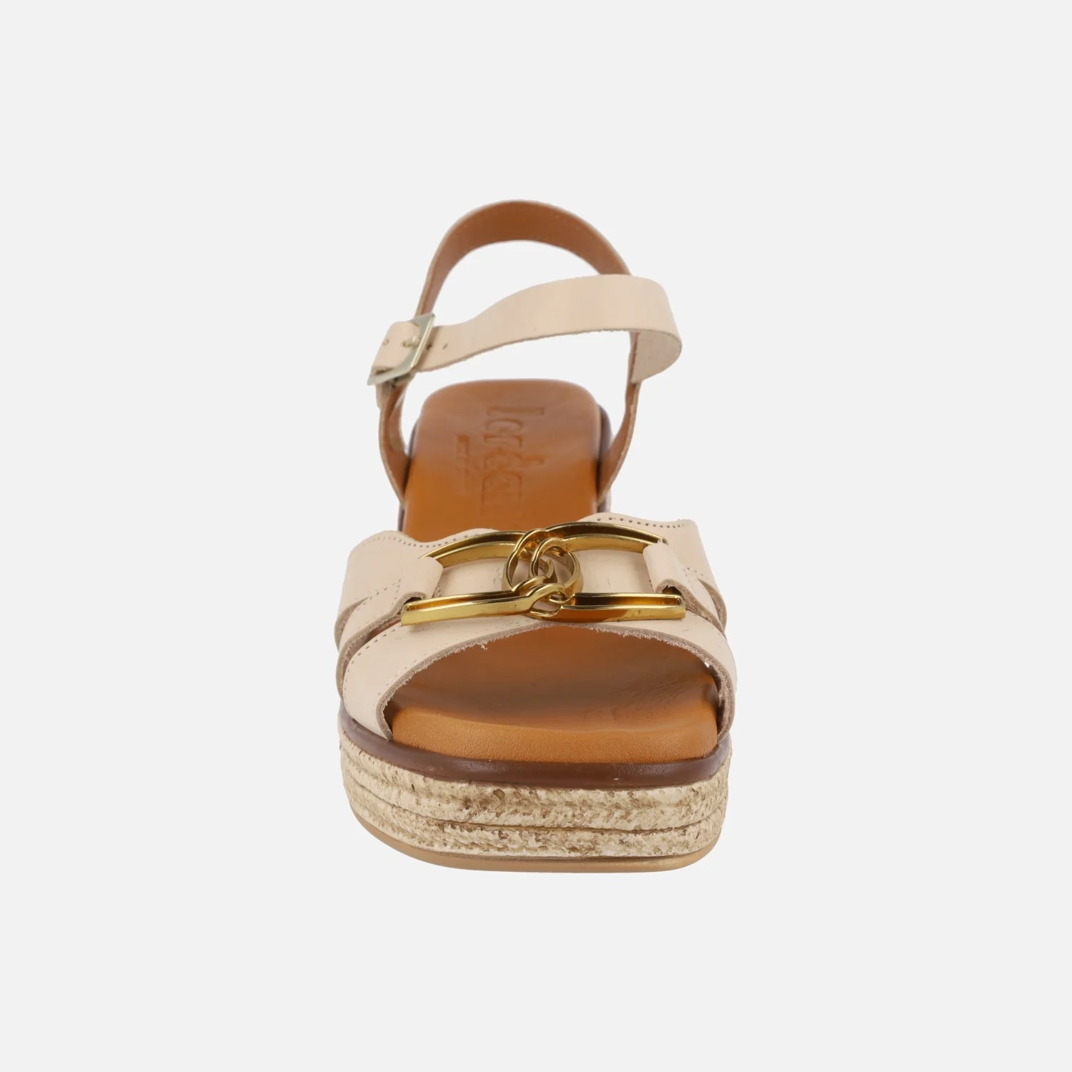 Sandalias de piel con cuña y adorno metálico - Image 6