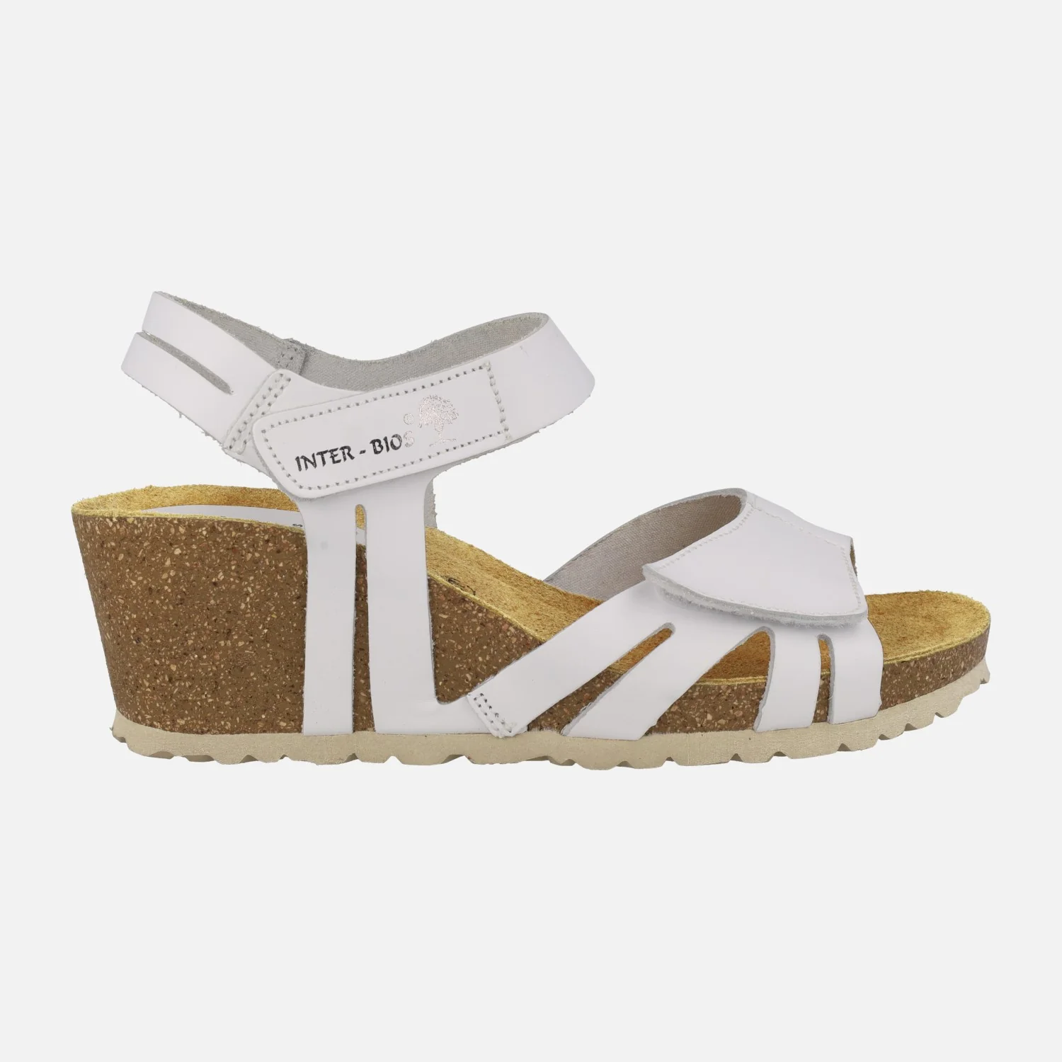 Sandalias de piel con cuña y cierre de velcros