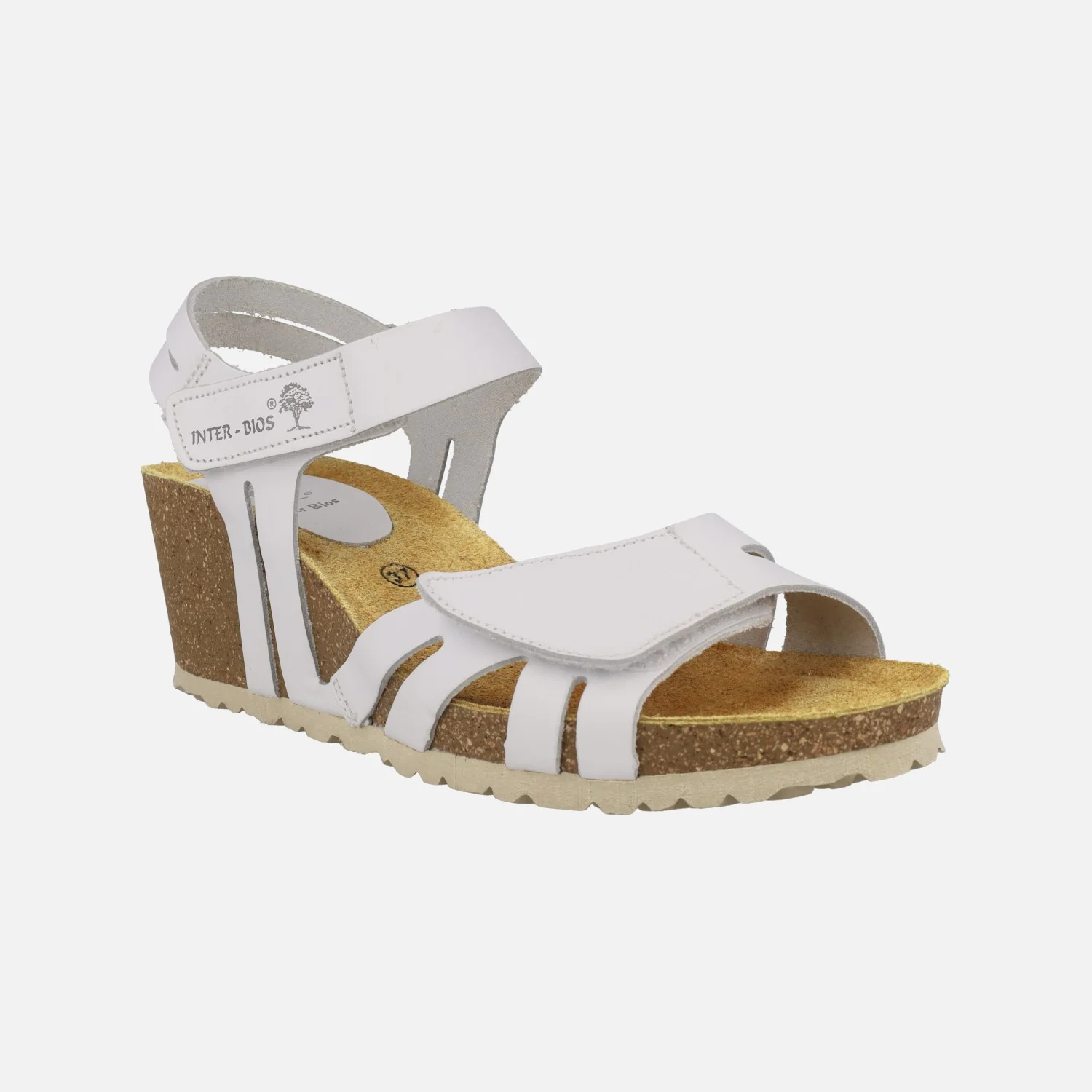 Sandalias de piel con cuña y cierre de velcros - Image 2