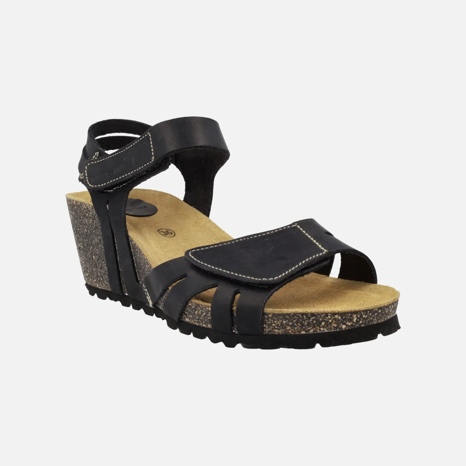 Sandalias de piel con cuña y cierre de velcros - Image 8