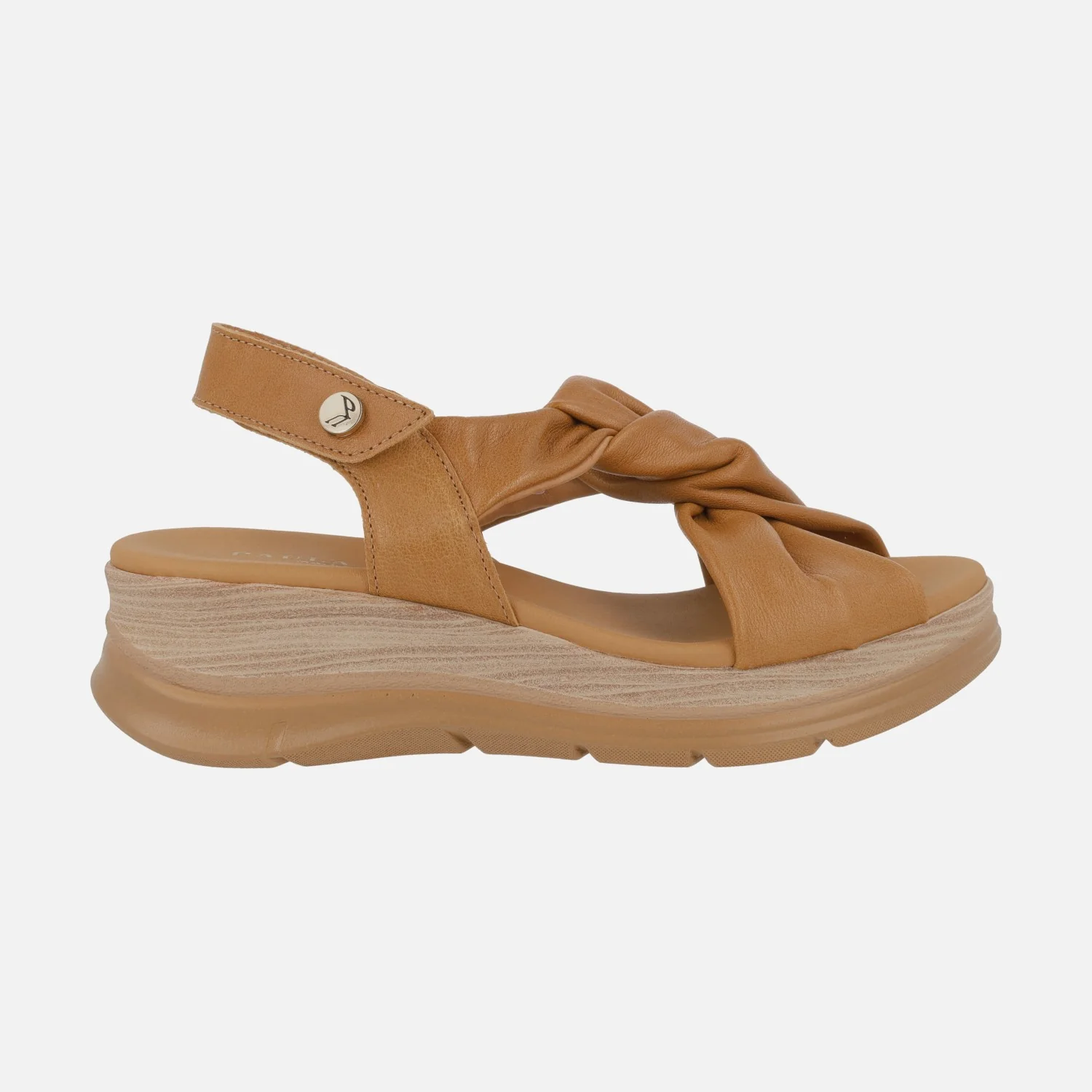 Sandalias de piel con detalle de nudo y cierre de velcro