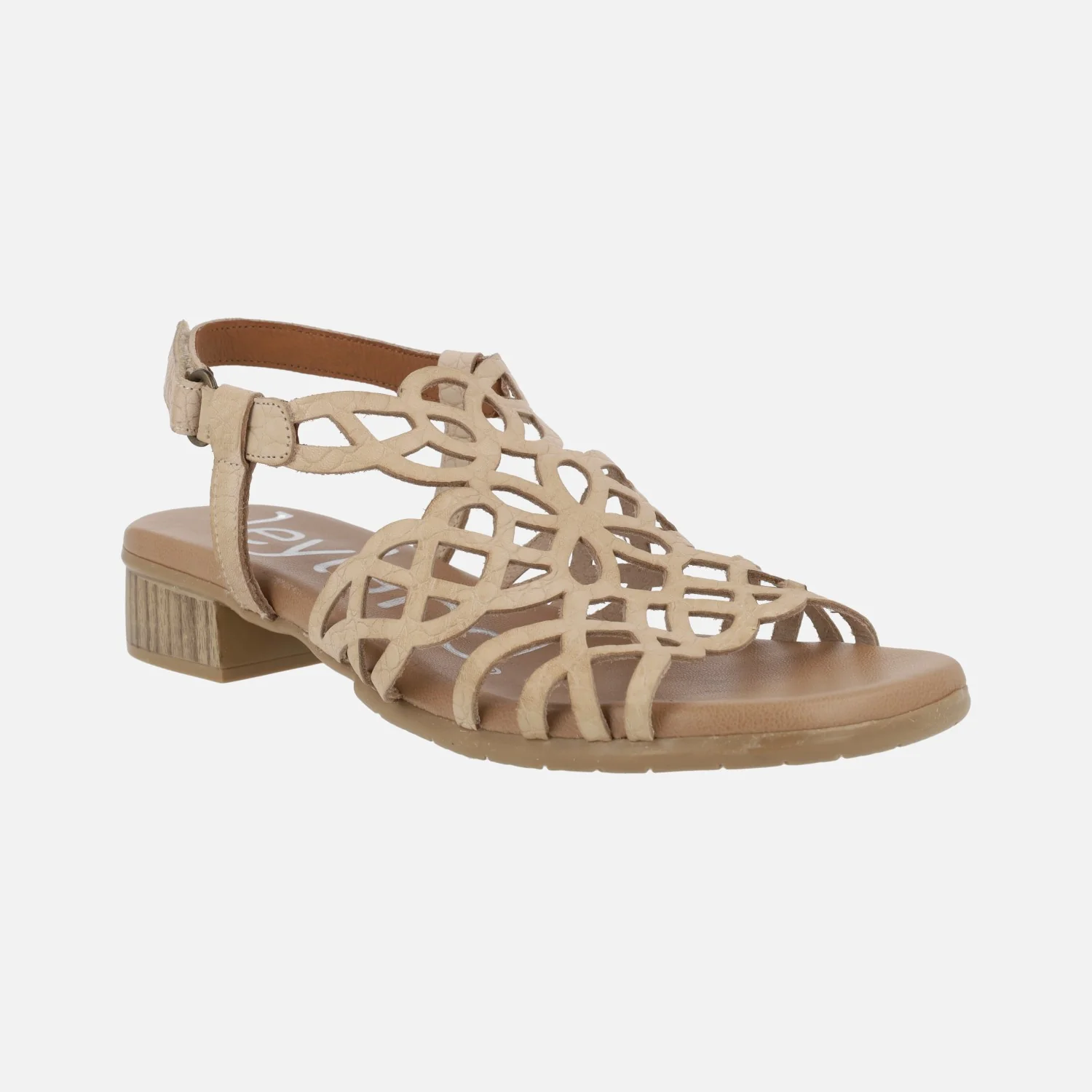 Sandalias de piel con detalle de troquelados y tacón bajo - Image 2