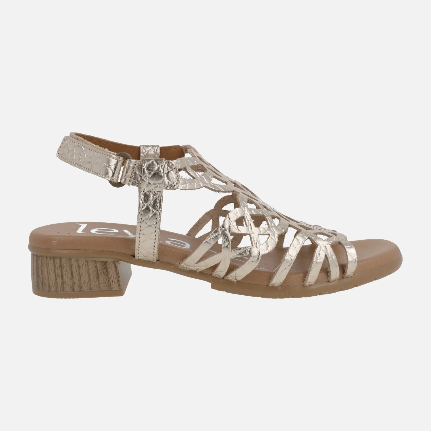 Sandalias de piel con detalle de troquelados y tacón bajo - Image 7