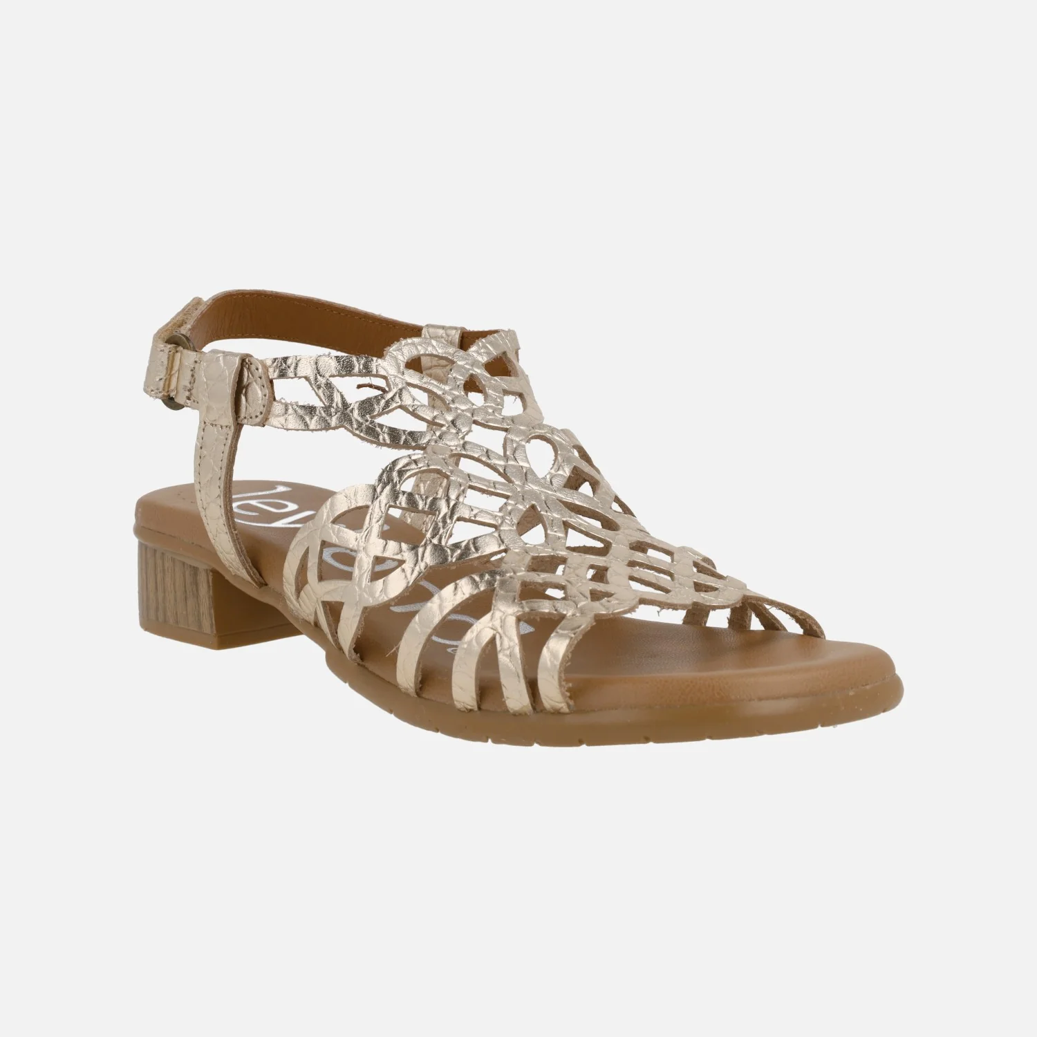 Sandalias de piel con detalle de troquelados y tacón bajo - Image 8
