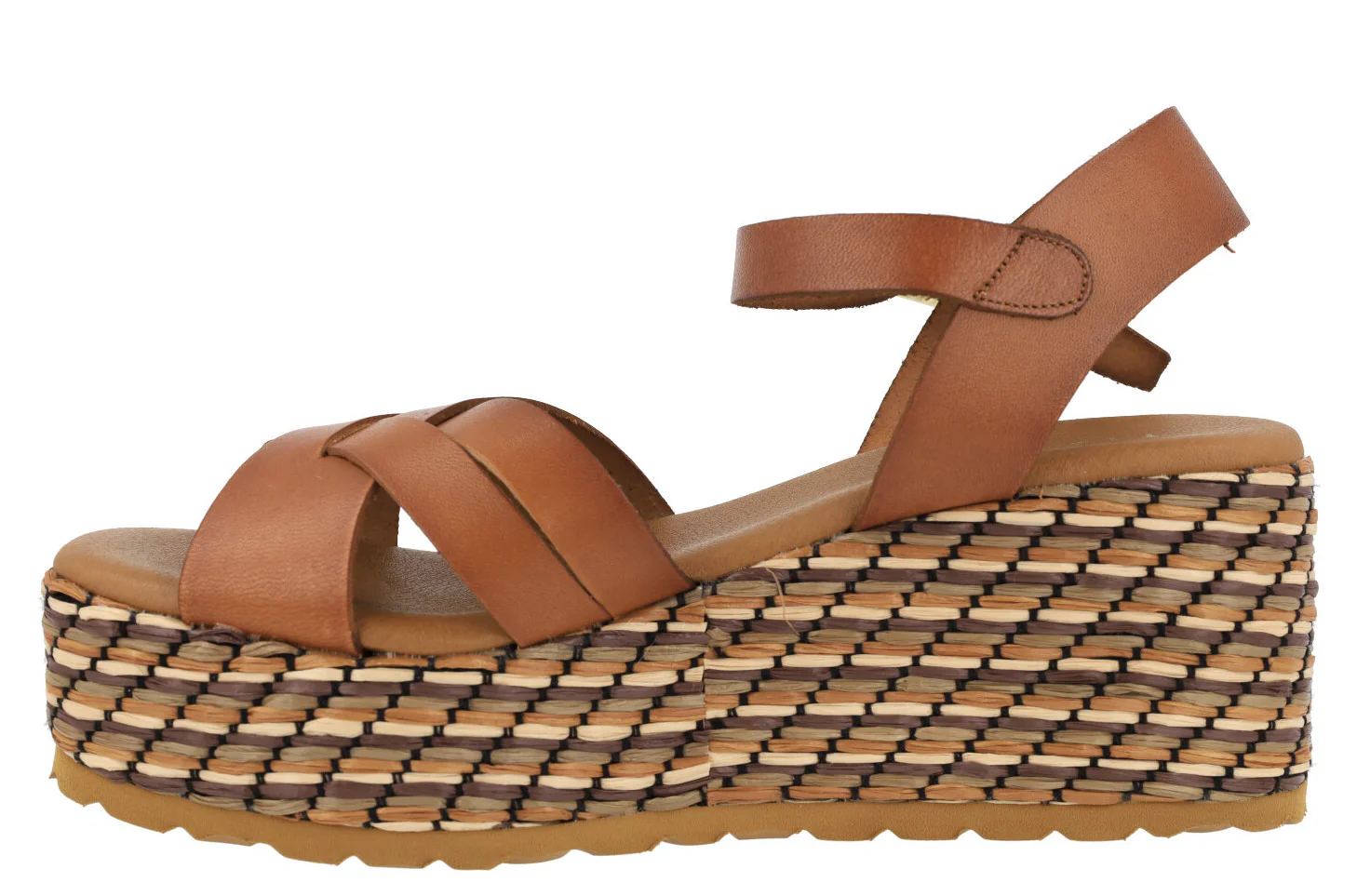 Sandalias de piel con platafoma de rafia Tiziana - Image 3