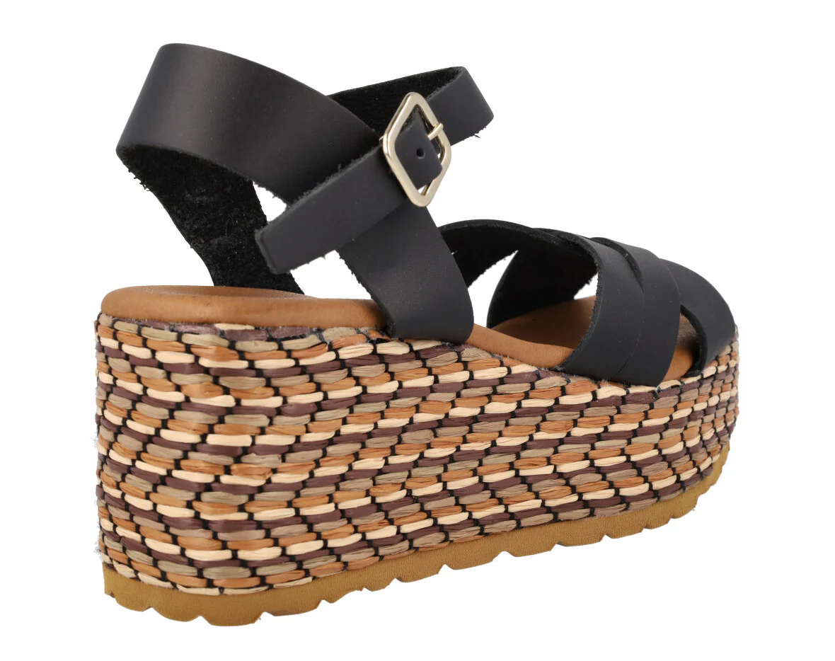 Sandalias de piel con platafoma de rafia Tiziana - Image 9