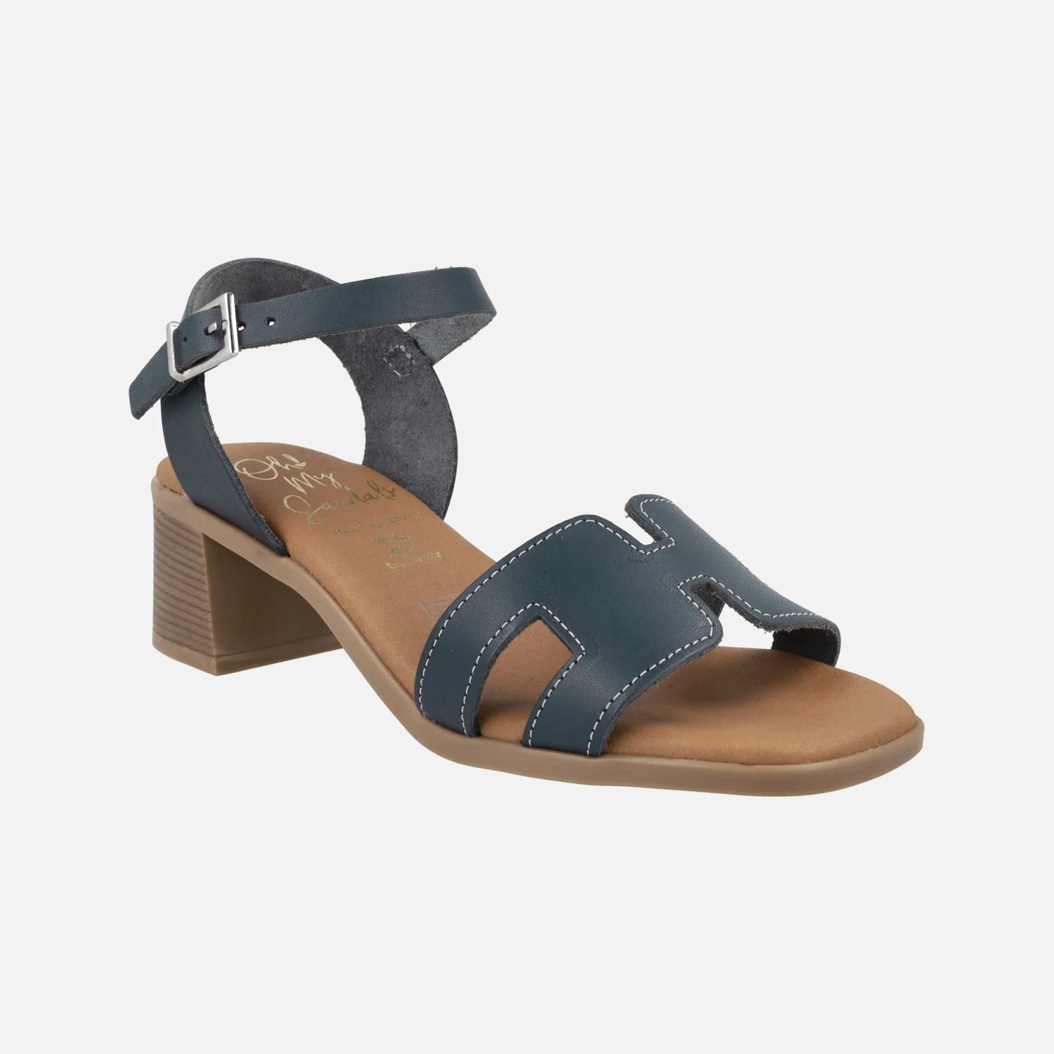 Sandalias de piel con pulsera al tobillo y tacón medio - Image 8