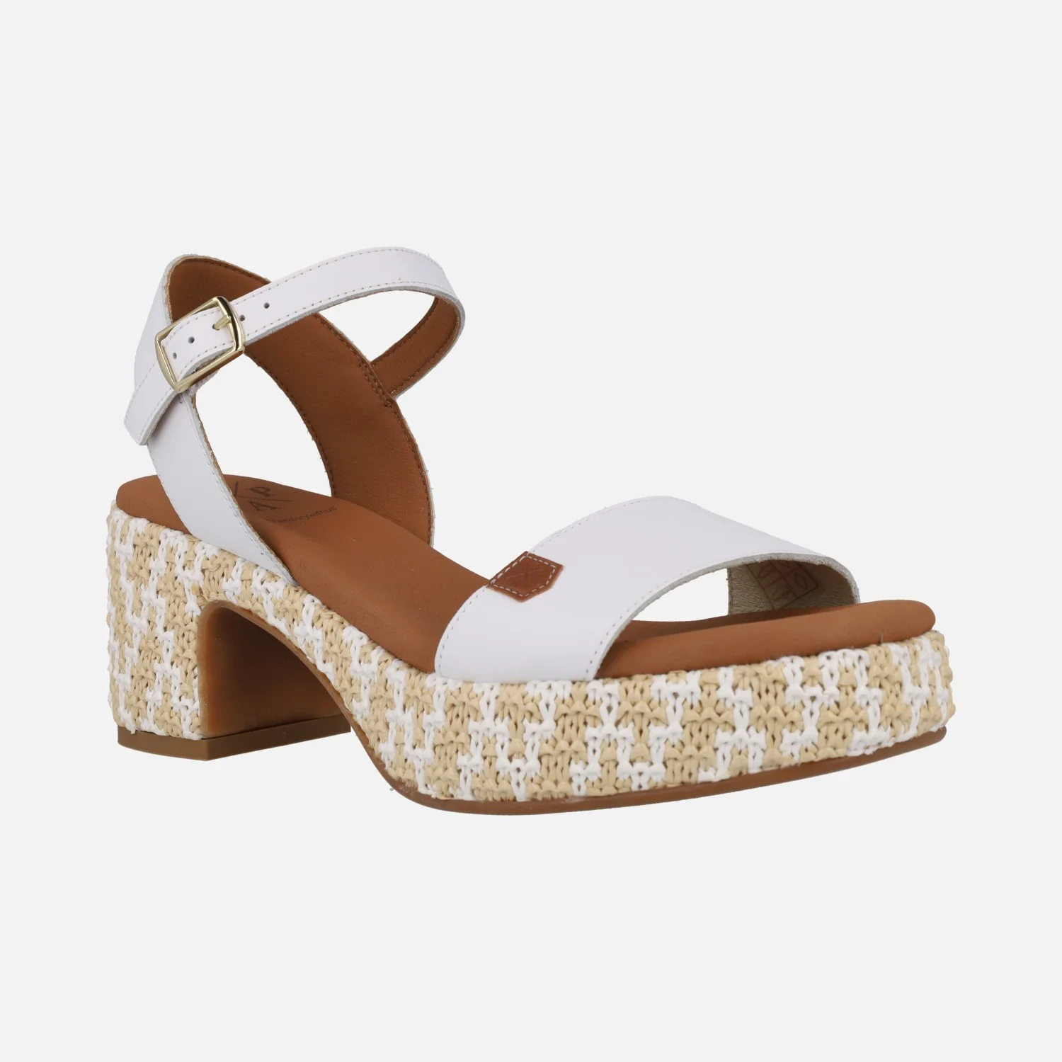 Sandalias de piel con tacón y plataforma de rafia Beliche Bombay - Image 2