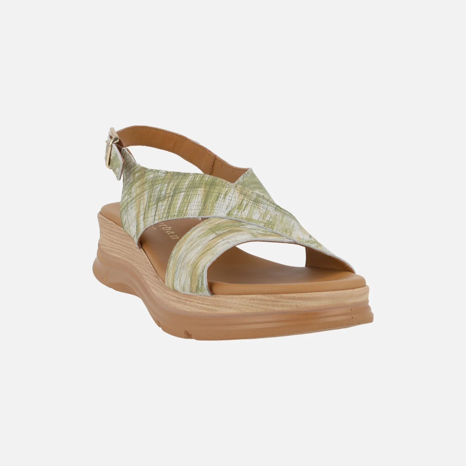 Sandalias de piel con tira al talón en combinado verde - Image 2