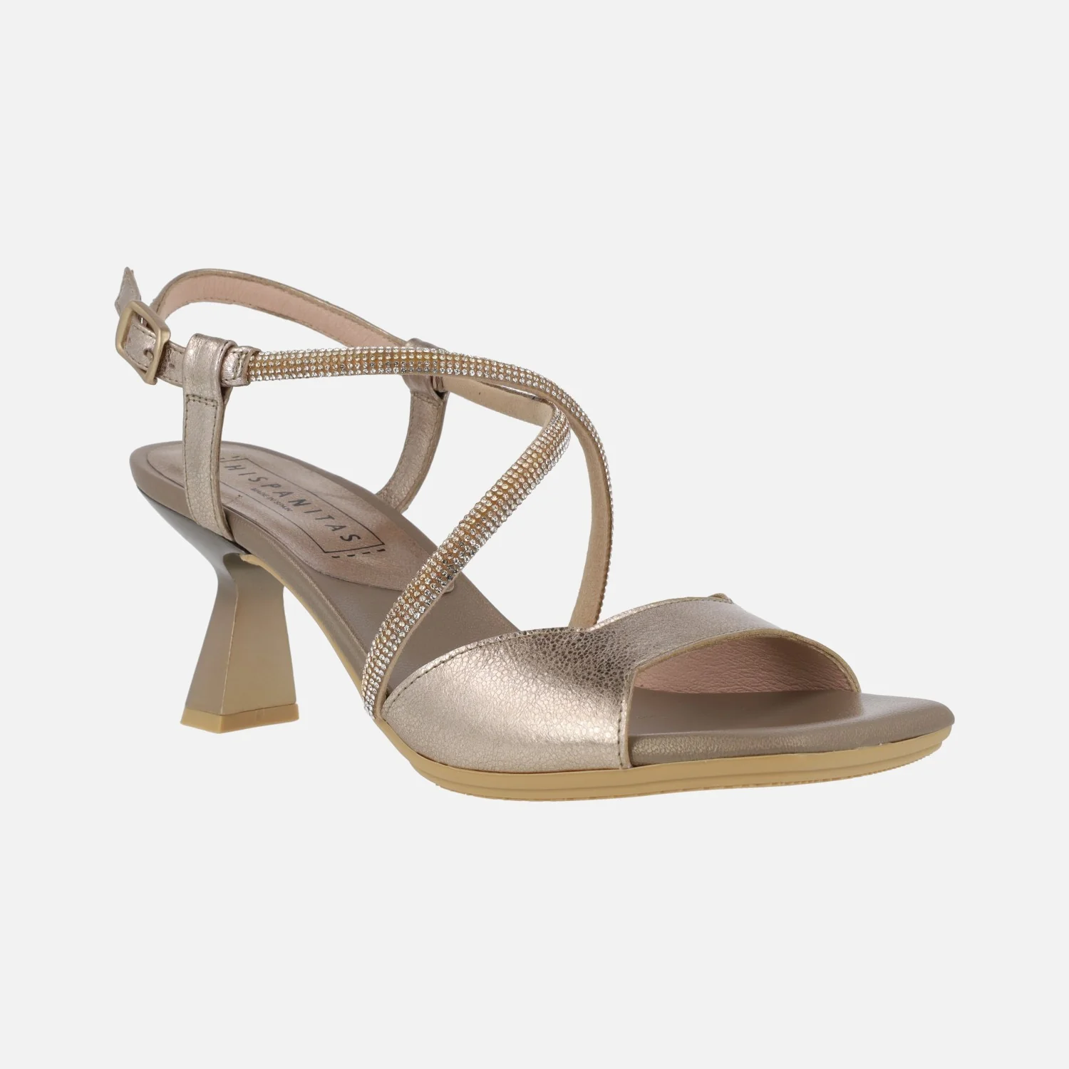 Sandalias de piel con tiras cruzadas de strass - Image 2