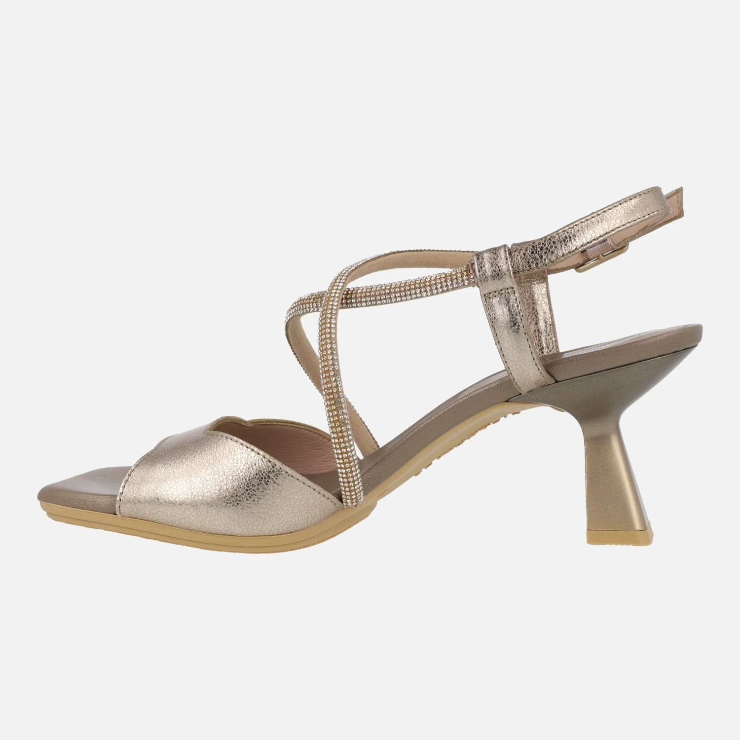 Sandalias de piel con tiras cruzadas de strass - Image 3