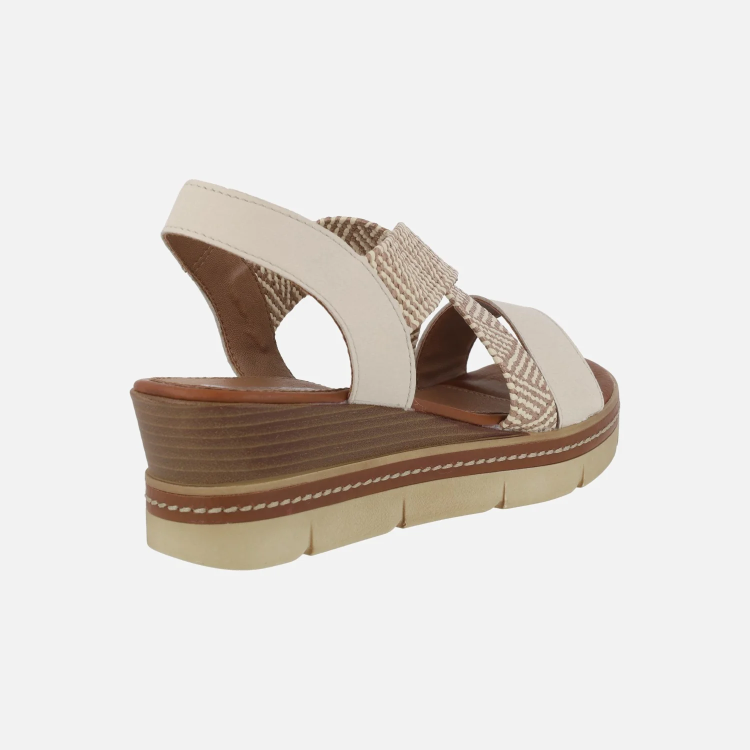 Sandalias de piel con tiras cruzadas en acabado rafia - Image 10