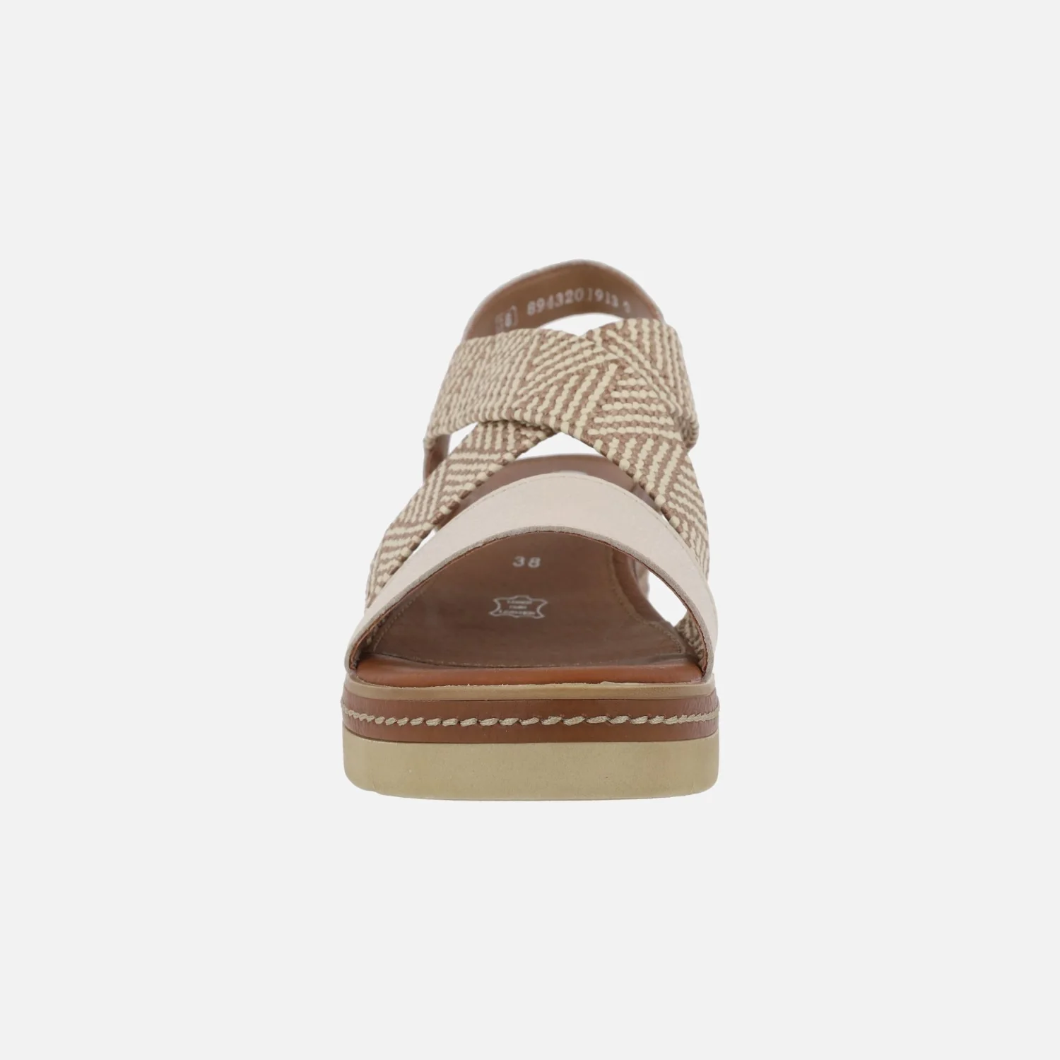 Sandalias de piel con tiras cruzadas en acabado rafia - Image 11