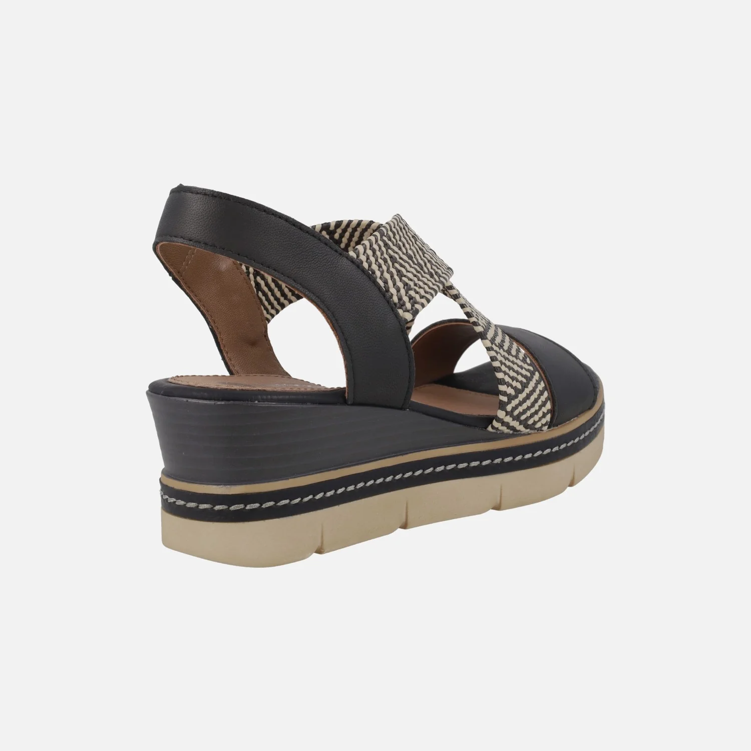 Sandalias de piel con tiras cruzadas en acabado rafia - Image 4
