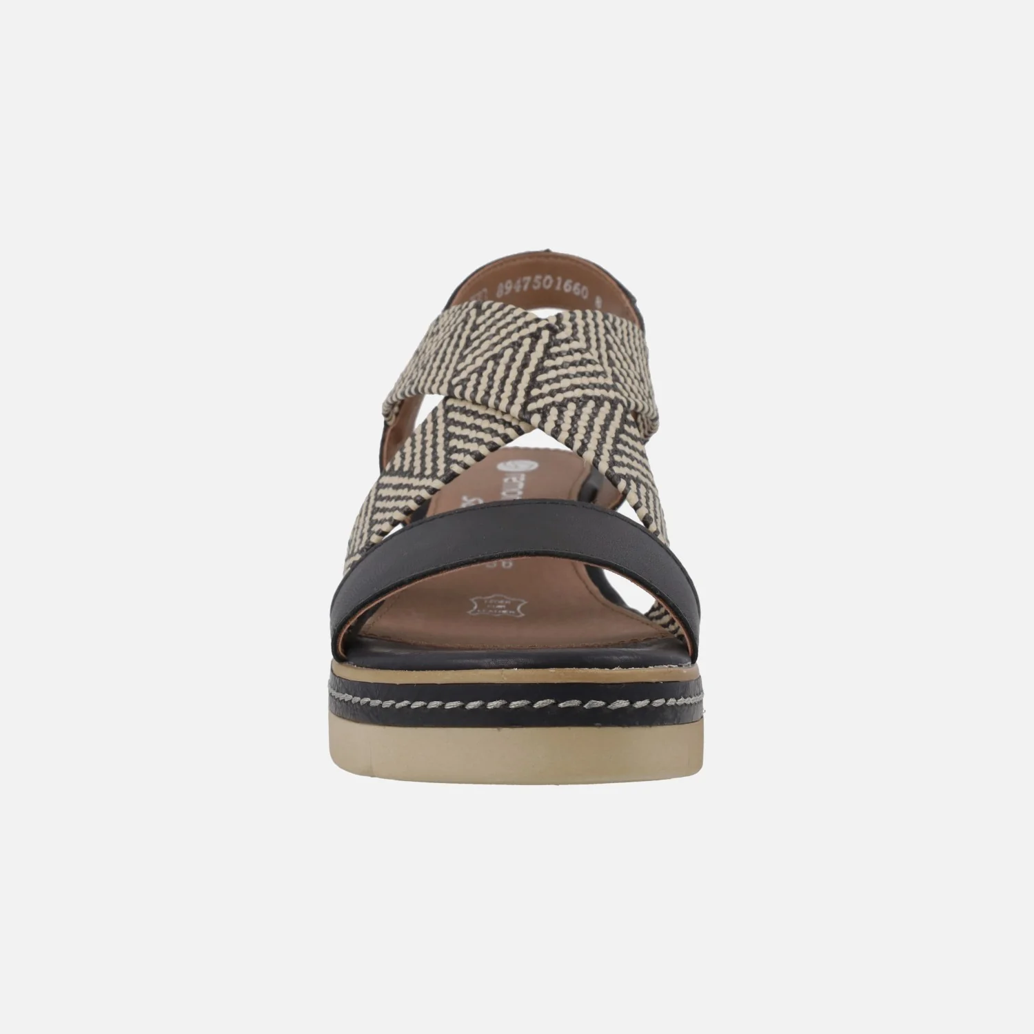 Sandalias de piel con tiras cruzadas en acabado rafia - Image 5