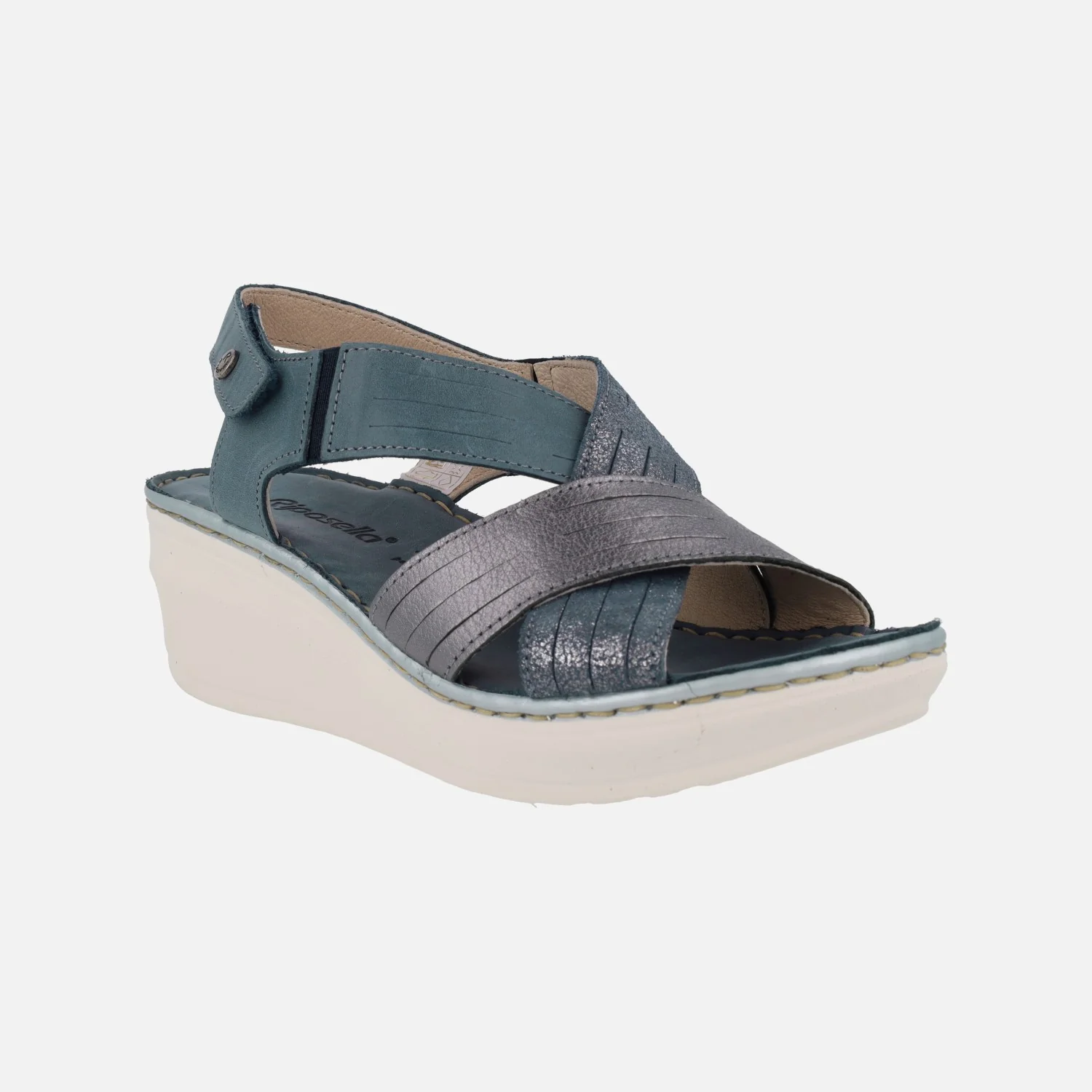 Sandalias de piel con tiras cruzadas y cierre de velcro - Image 2