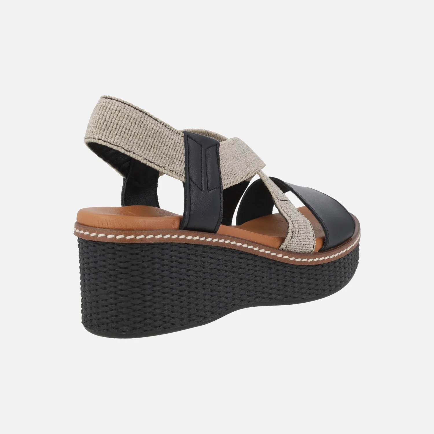Sandalias de piel con tiras elásticas y cuña - Image 10