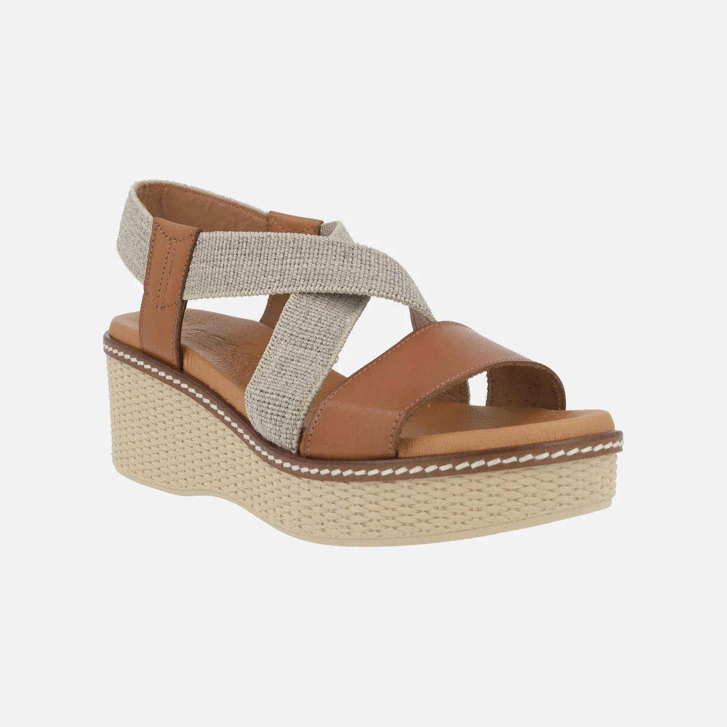 Sandalias de piel con tiras elásticas y cuña - Image 2