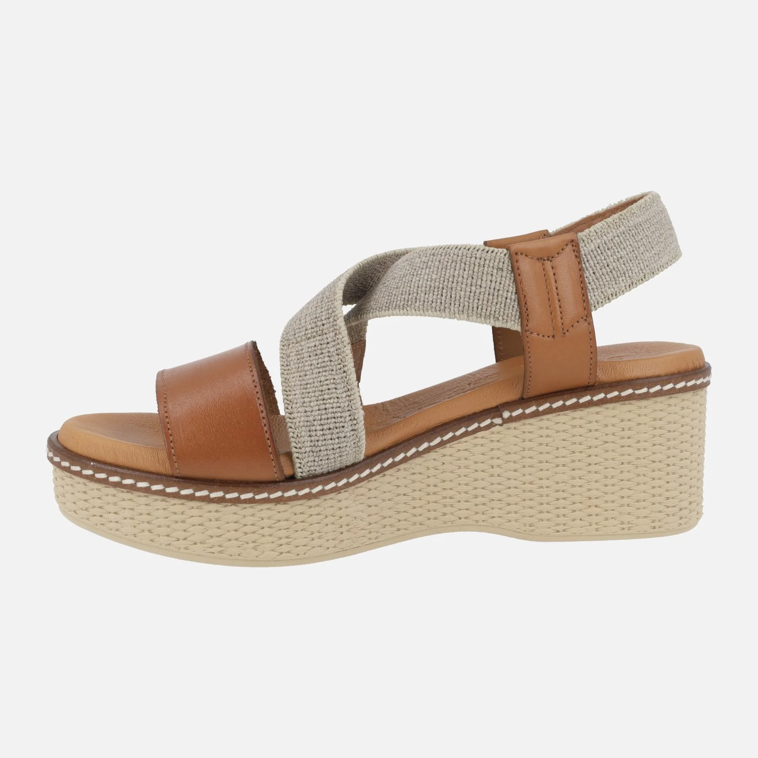 Sandalias de piel con tiras elásticas y cuña - Image 4