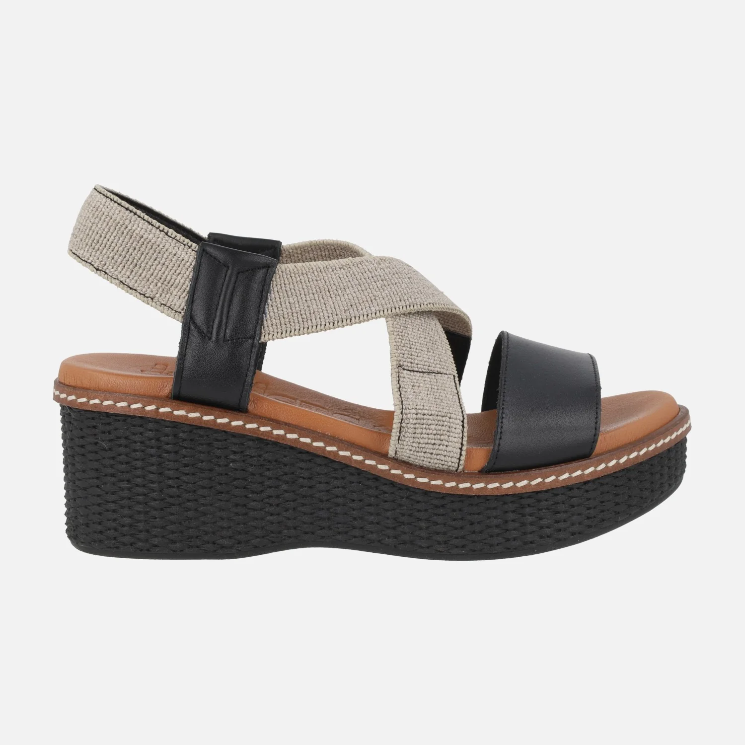 Sandalias de piel con tiras elásticas y cuña - Image 7