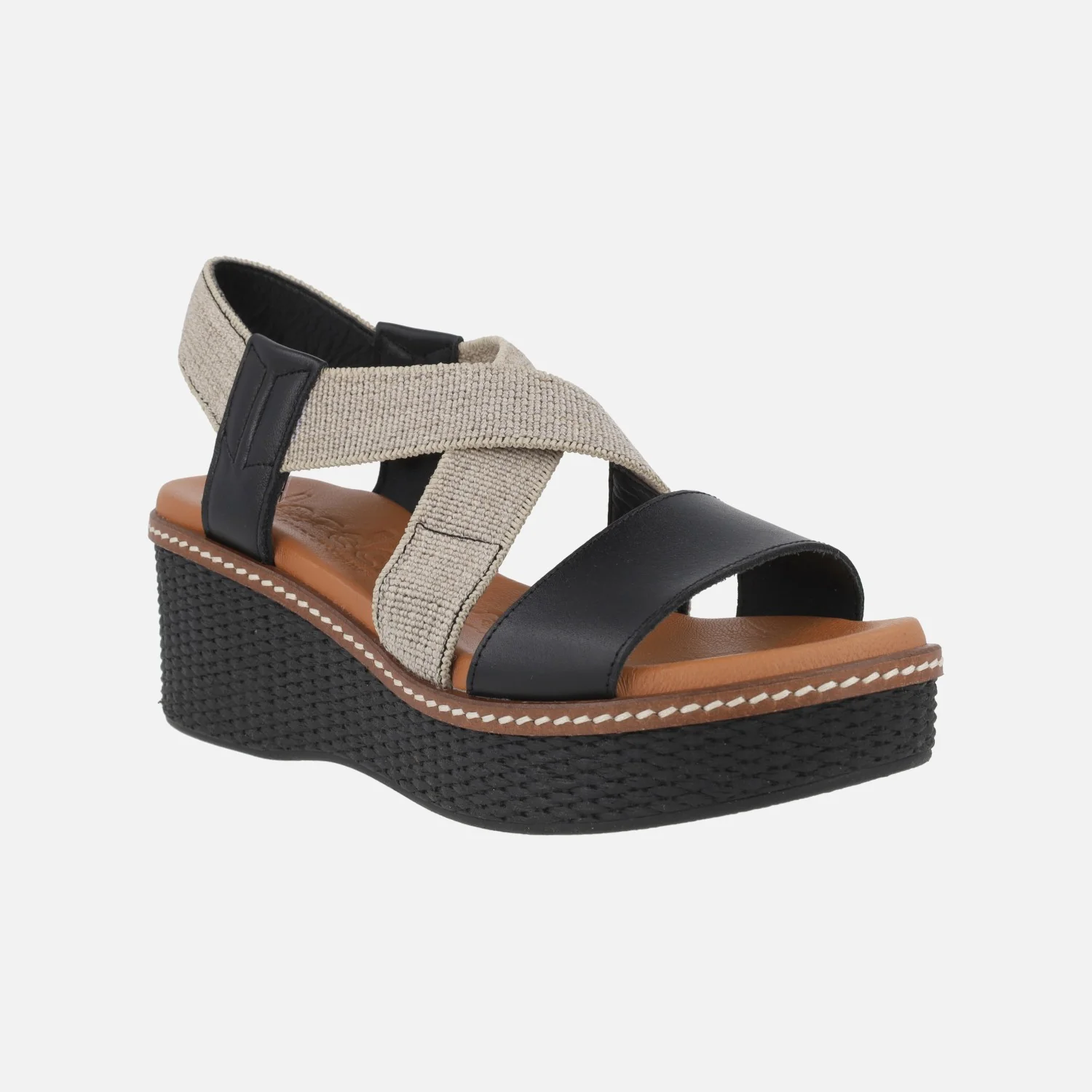 Sandalias de piel con tiras elásticas y cuña - Image 8