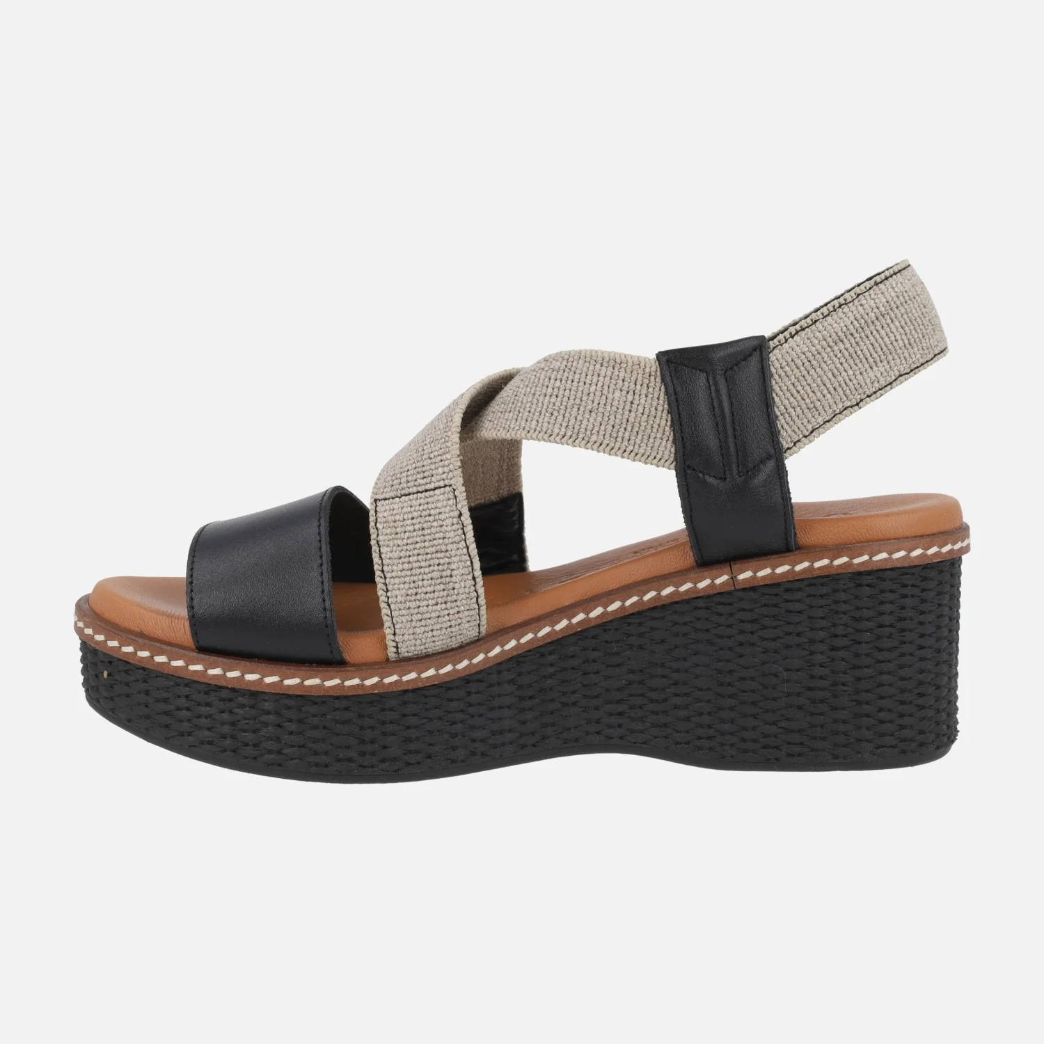 Sandalias de piel con tiras elásticas y cuña - Image 9